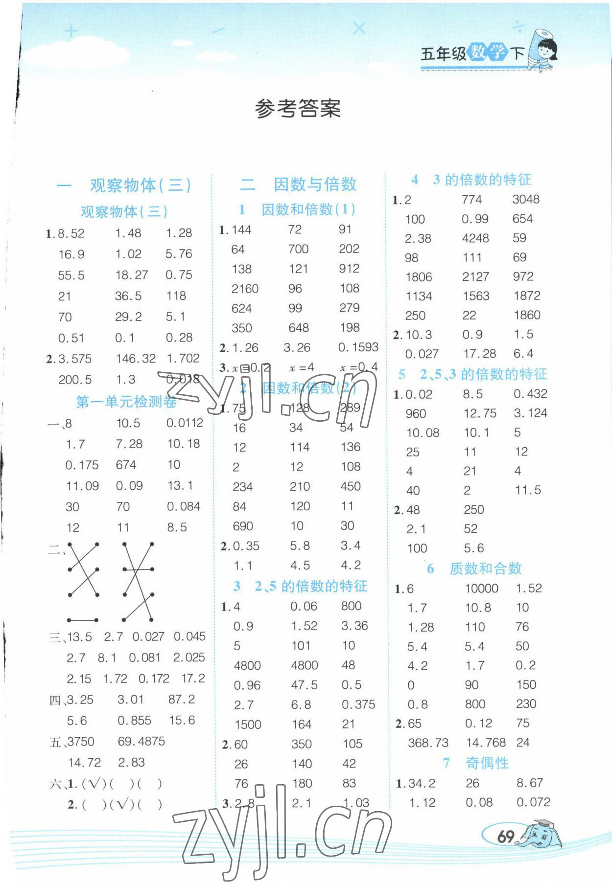 2023年幫你學(xué)口算題卡五年級數(shù)學(xué)下冊人教版 第1頁