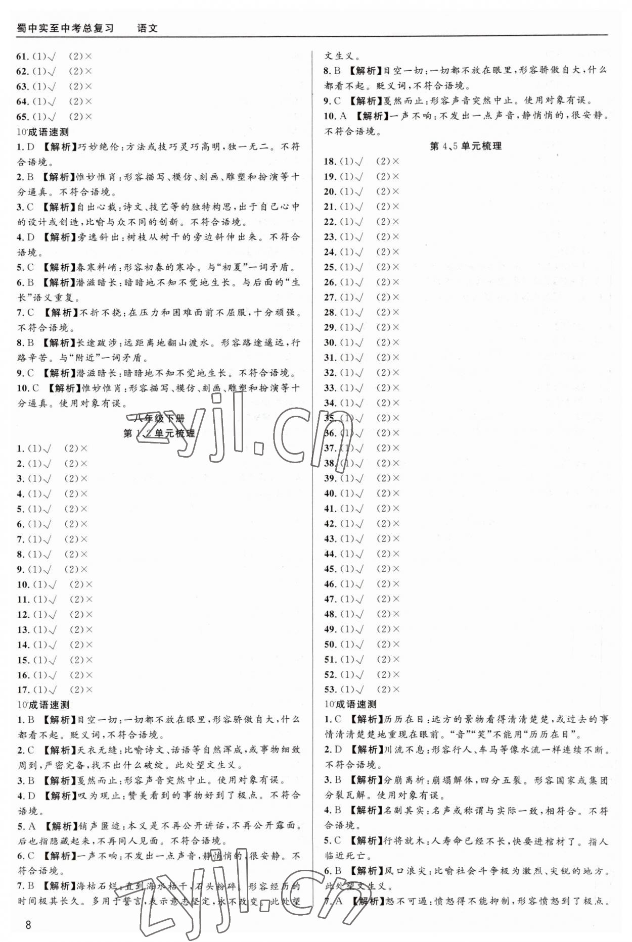 2023年蜀中实质中考总复习语文&nbsp;第8页