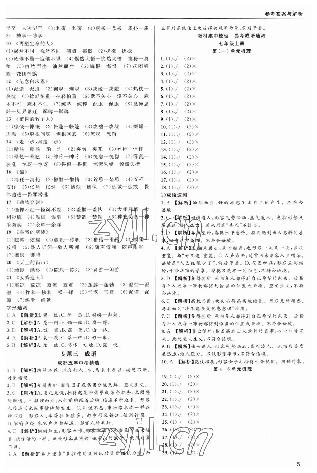 2023年蜀中实质中考总复习语文&nbsp;第5页