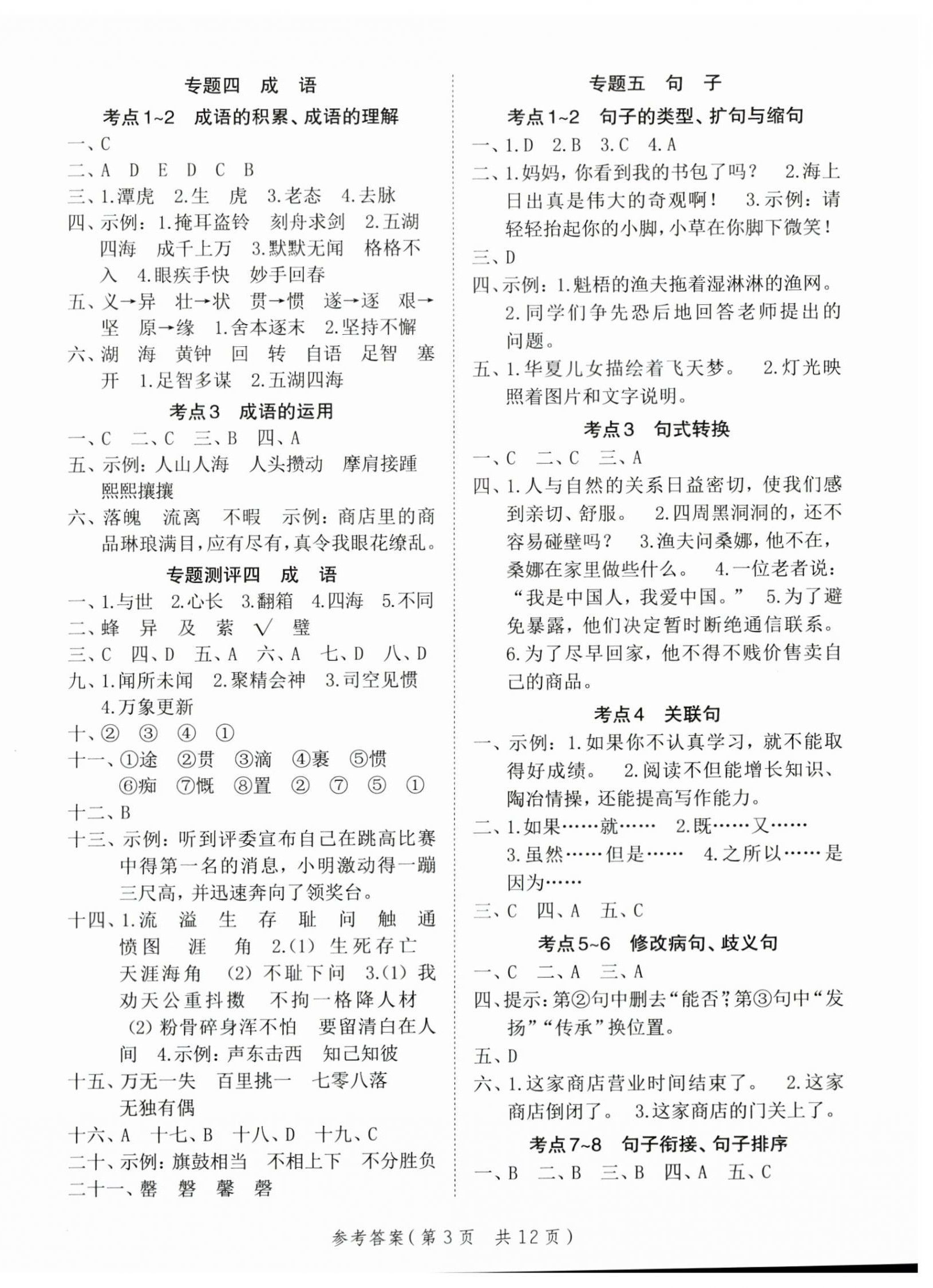 2023年新领程小学总复习高效练案六年级语文人教版 第3页