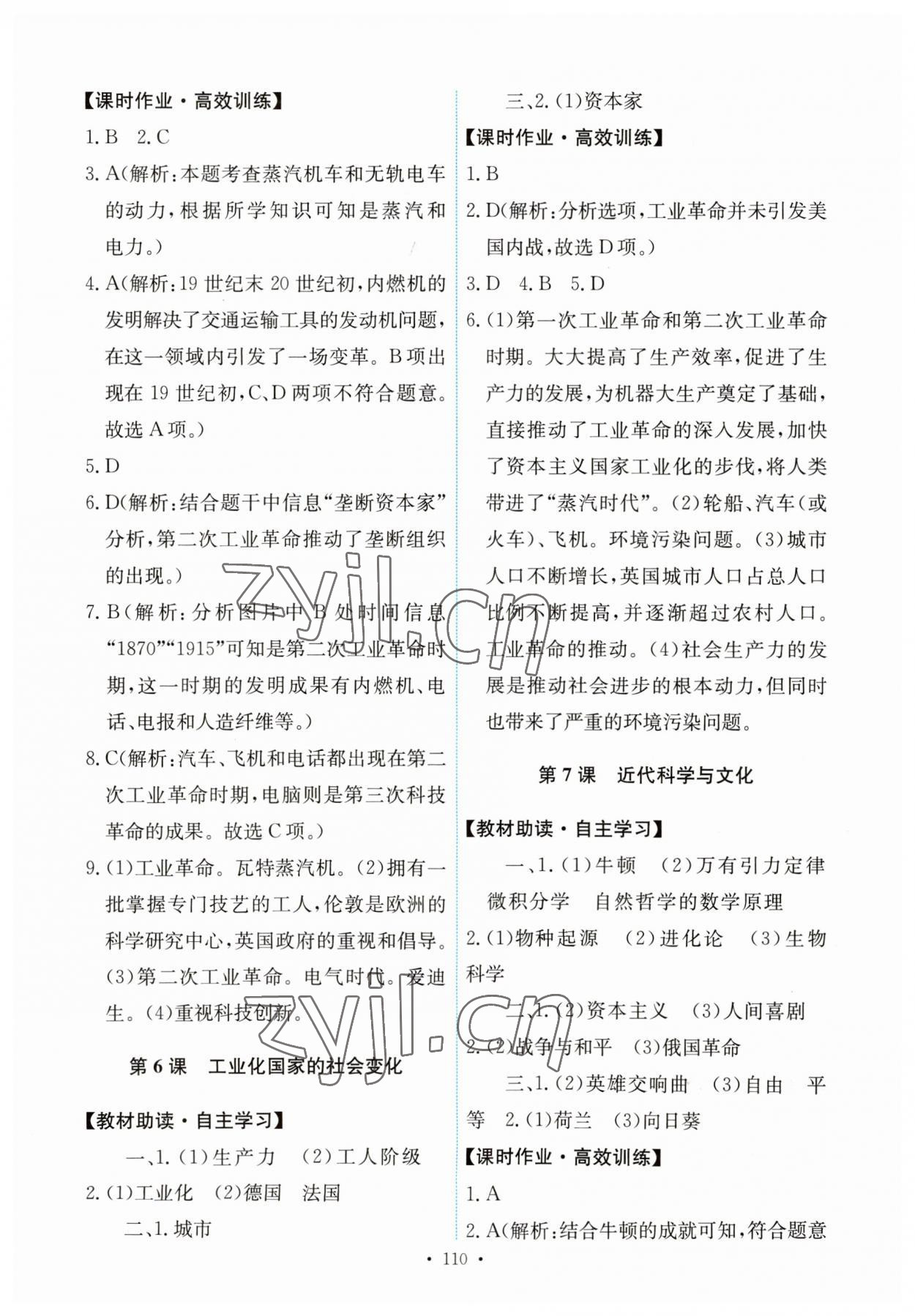 2023年能力培養(yǎng)與測試九年級歷史下冊人教版 參考答案第4頁