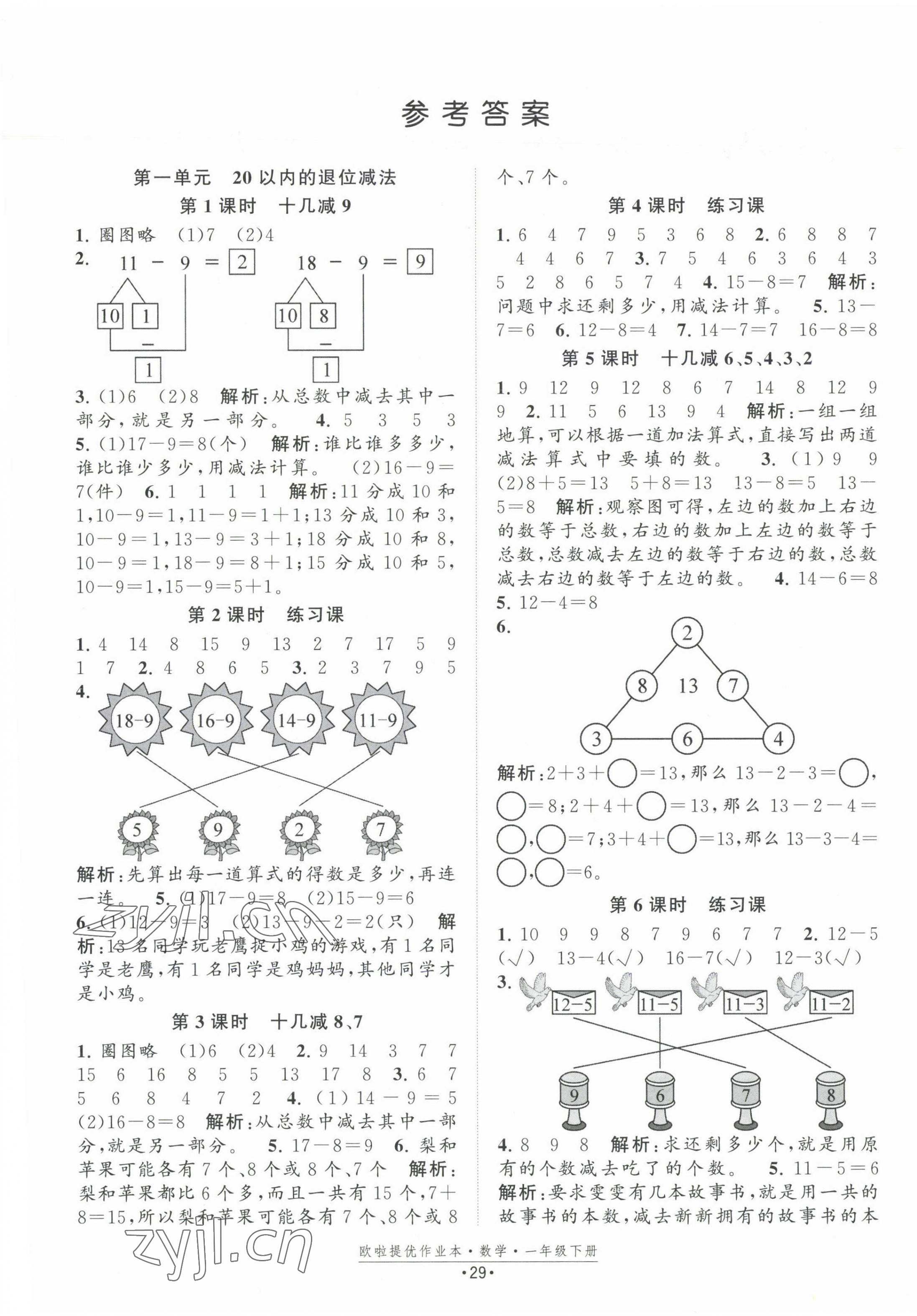 2023年歐啦提優(yōu)作業(yè)本一年級數(shù)學(xué)下冊蘇教版 第1頁