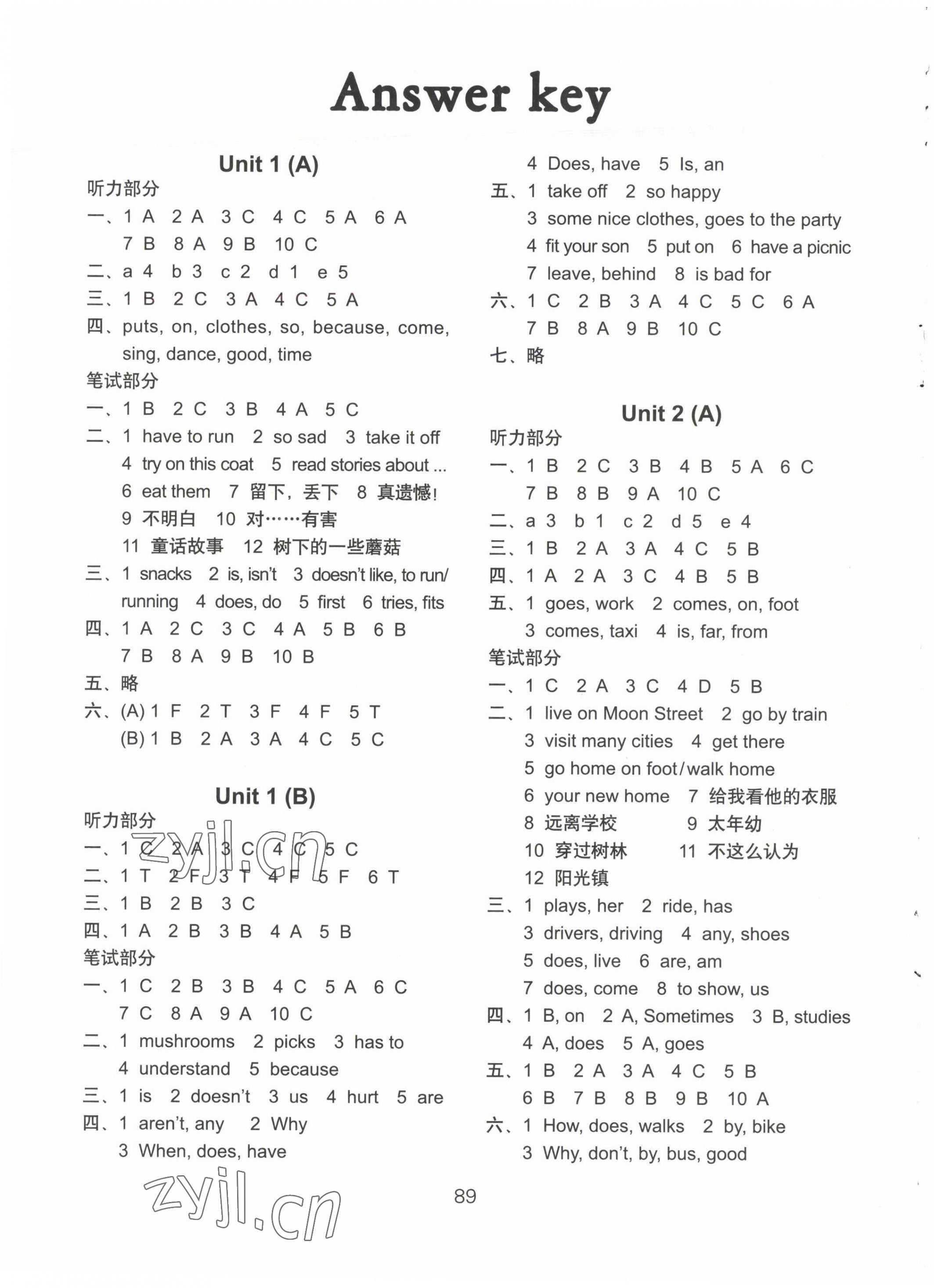 2023年課課練AB卷五年級(jí)英語下冊(cè)提優(yōu)版 第1頁