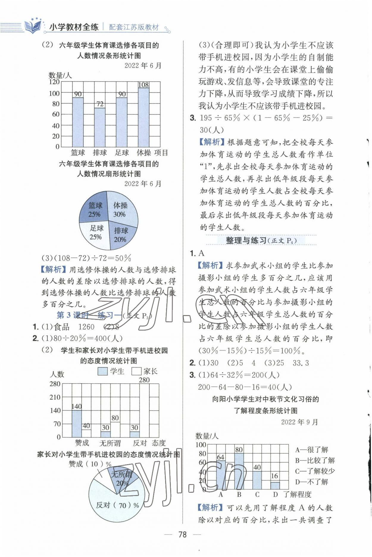 2023年小学教材全练六年级数学下册江苏版 参考答案第2页