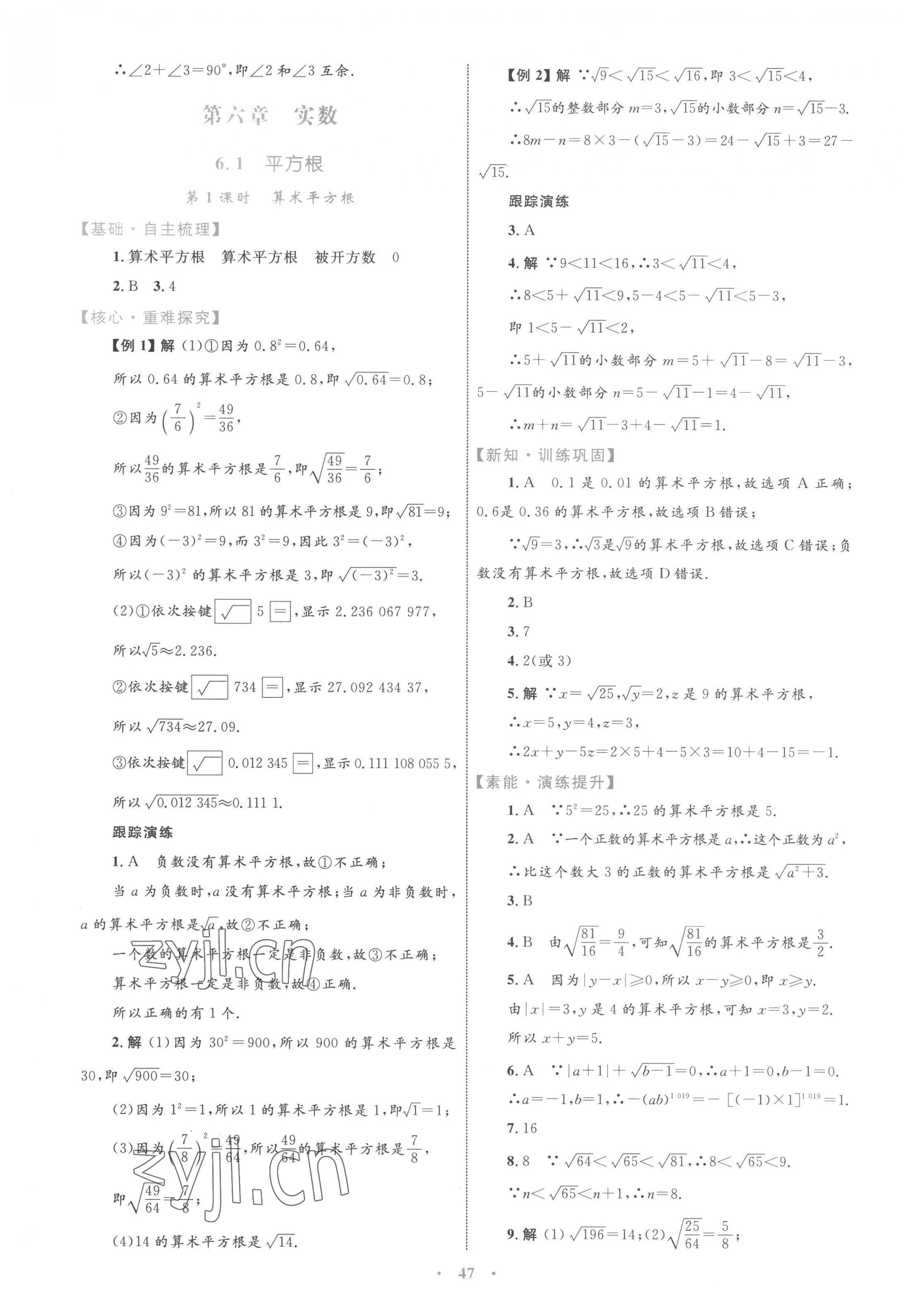 2023年同步學(xué)習(xí)目標(biāo)與檢測七年級數(shù)學(xué)下冊人教版 第11頁