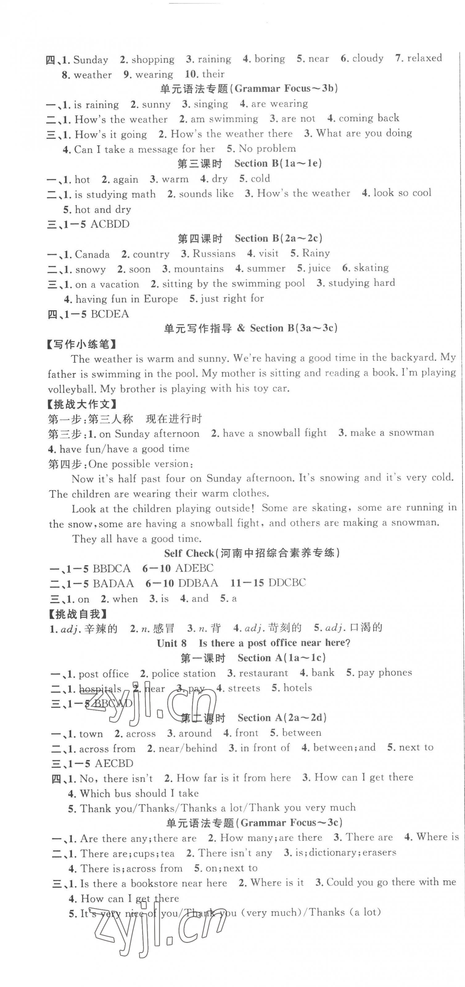 2023年课时夺冠七年级英语下册人教版河南专版 第7页