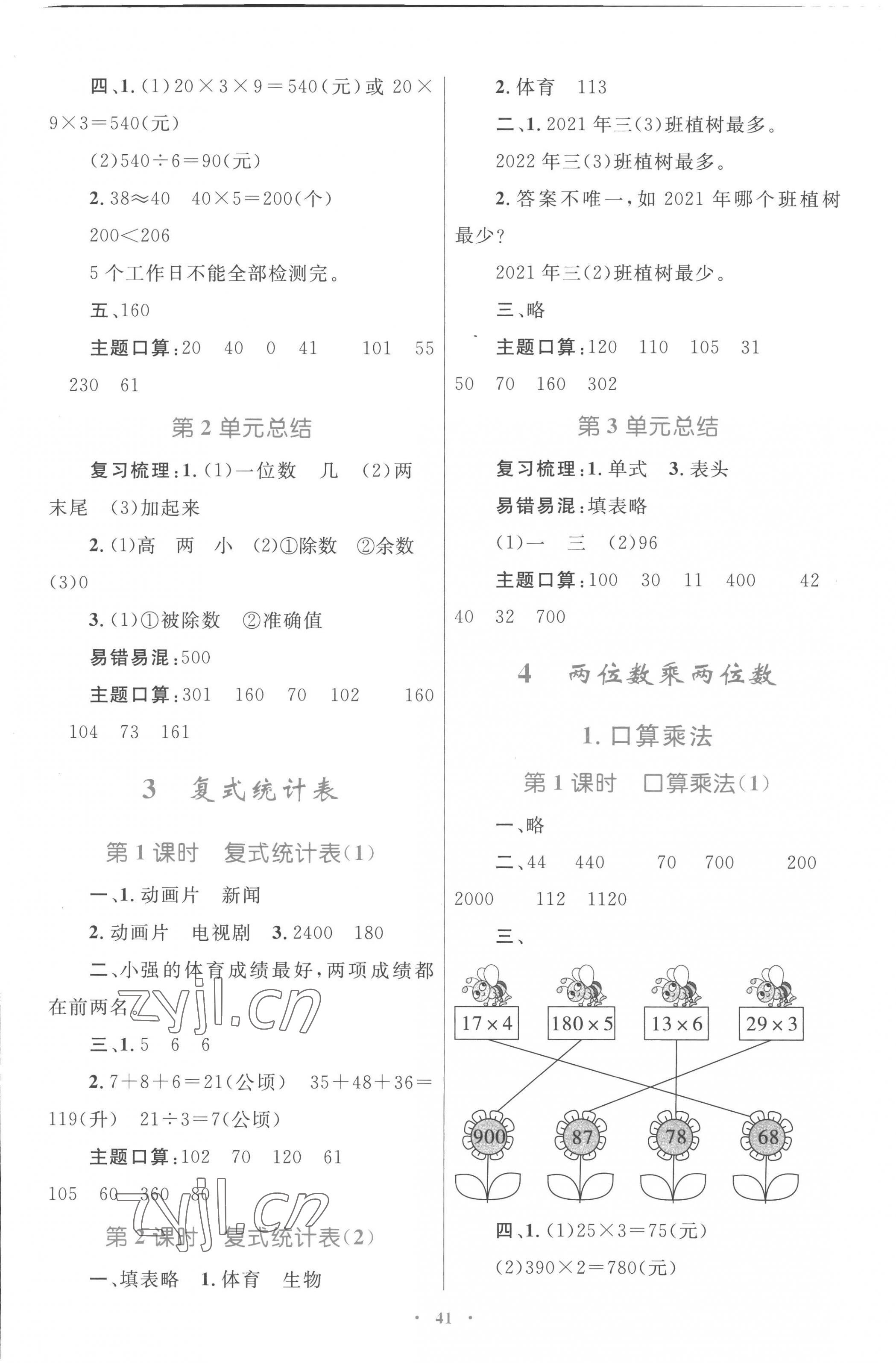 2023年同步學(xué)習(xí)目標與檢測三年級數(shù)學(xué)下冊人教版 第5頁