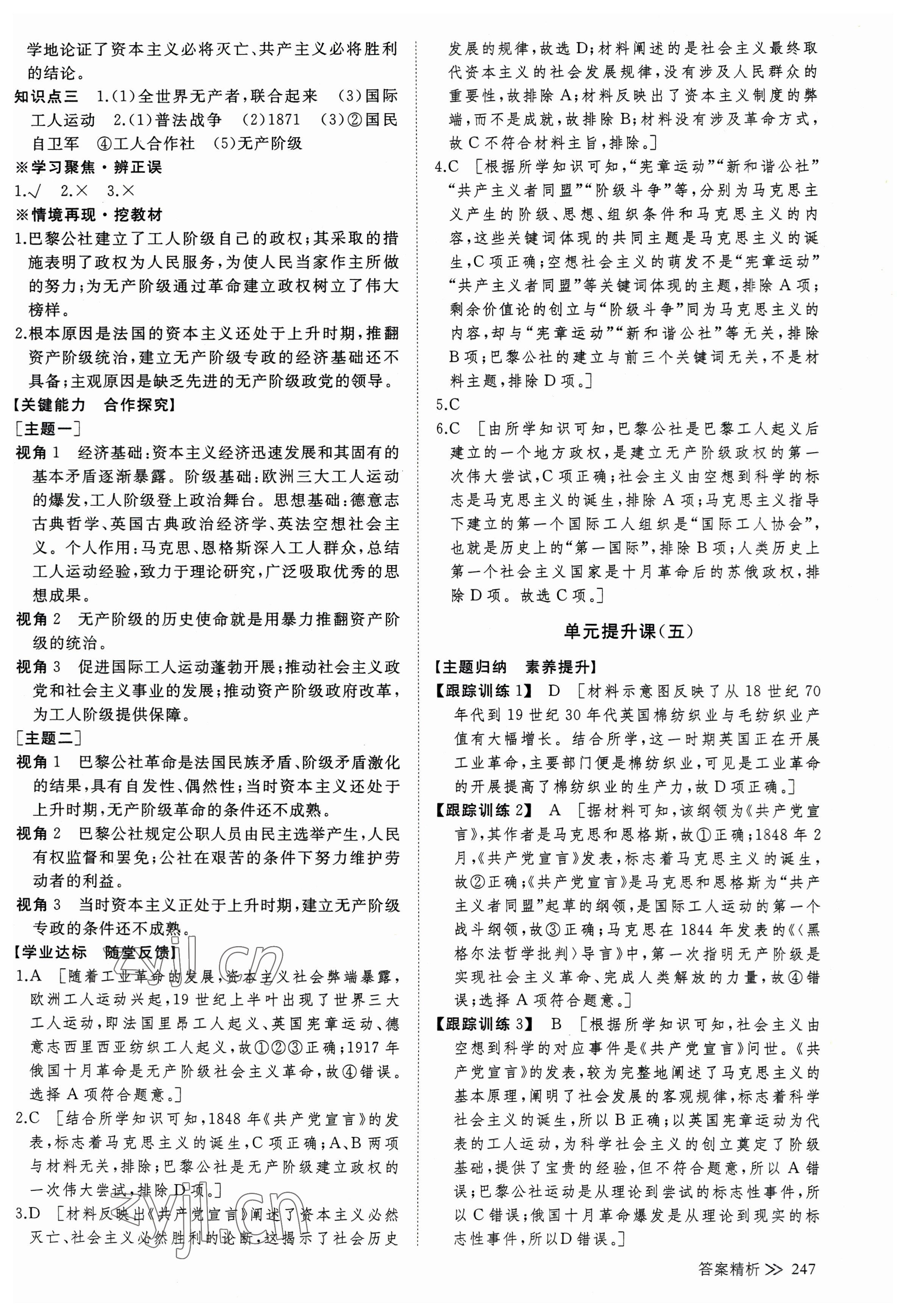 2023年創(chuàng)新設(shè)計(jì)高中歷史必修下冊(cè)人教版 參考答案第10頁