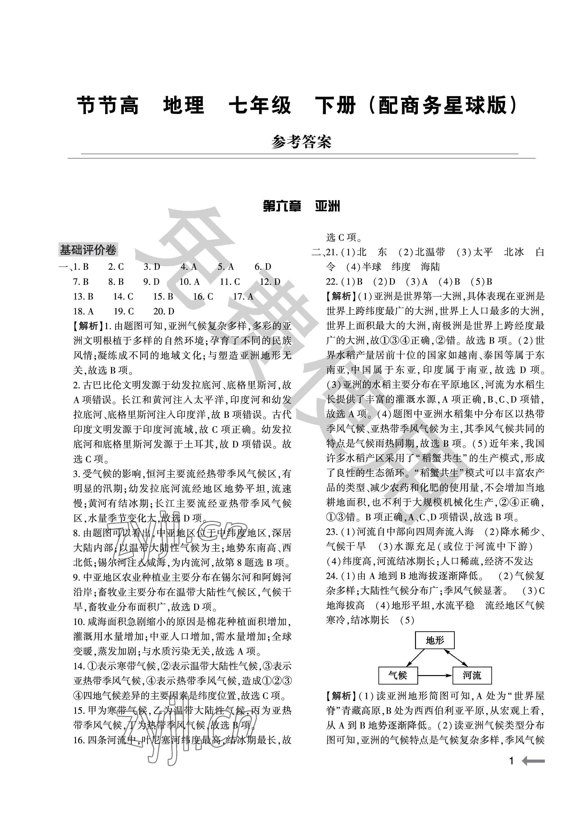 2023年節(jié)節(jié)高大象出版社七年級(jí)地理下冊(cè)商務(wù)星球版 參考答案第1頁(yè)