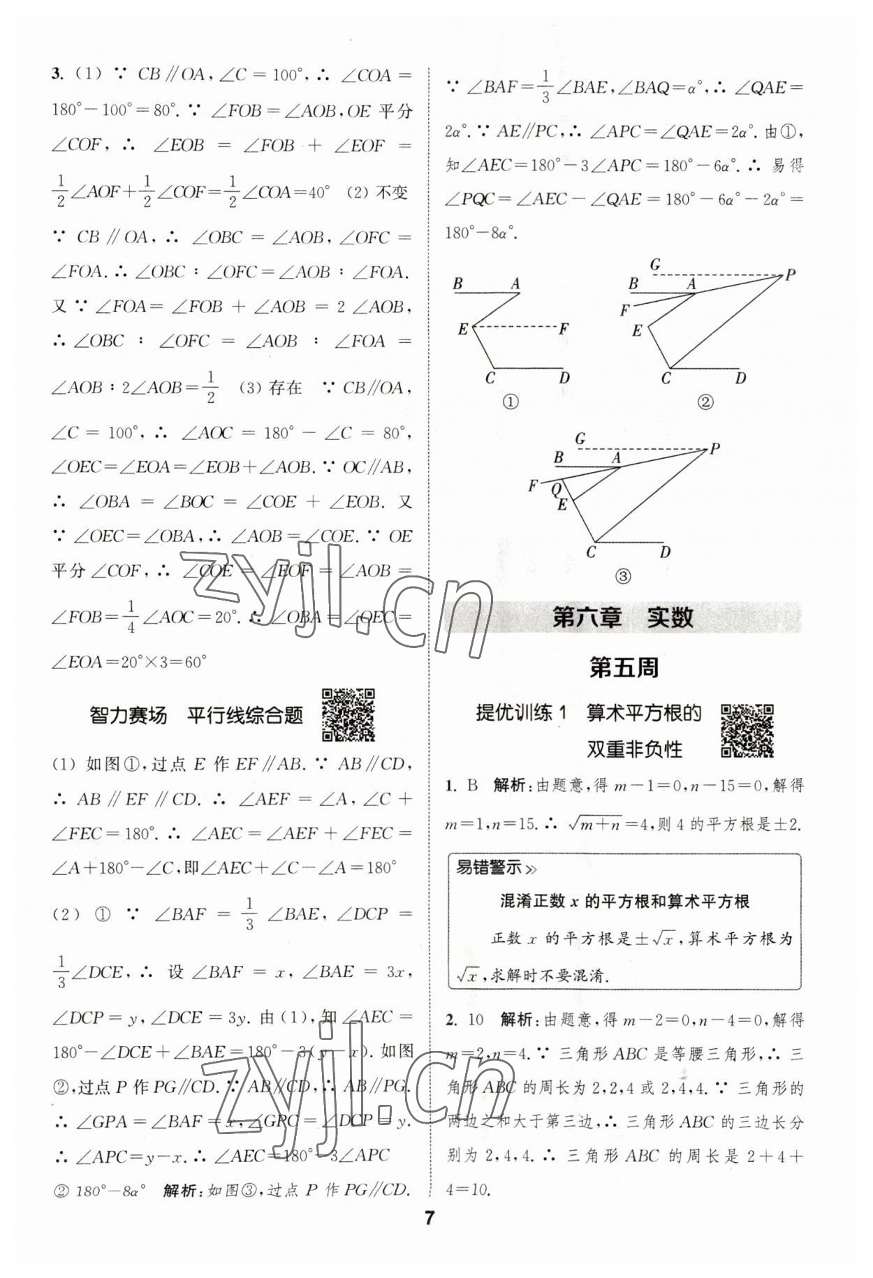 2023年通城學(xué)典初中數(shù)學(xué)提優(yōu)能手七年級下冊人教版 參考答案第7頁