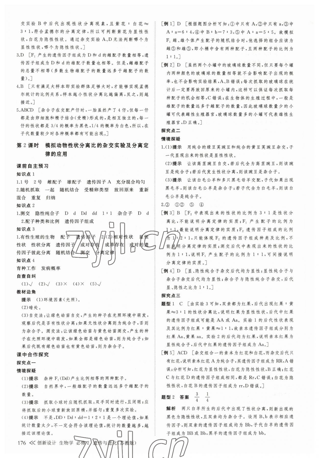 2023年創(chuàng)新設(shè)計(jì)生物必修2蘇教版遺傳與進(jìn)化 參考答案第11頁(yè)