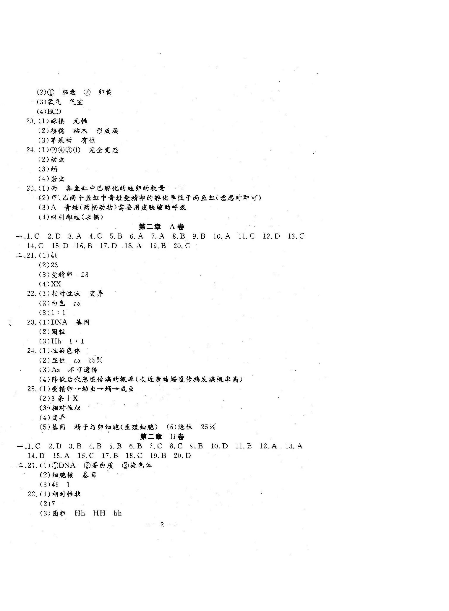 2023年文曲星跟蹤測(cè)試卷八年級(jí)生物下冊(cè)人教版 第2頁(yè)