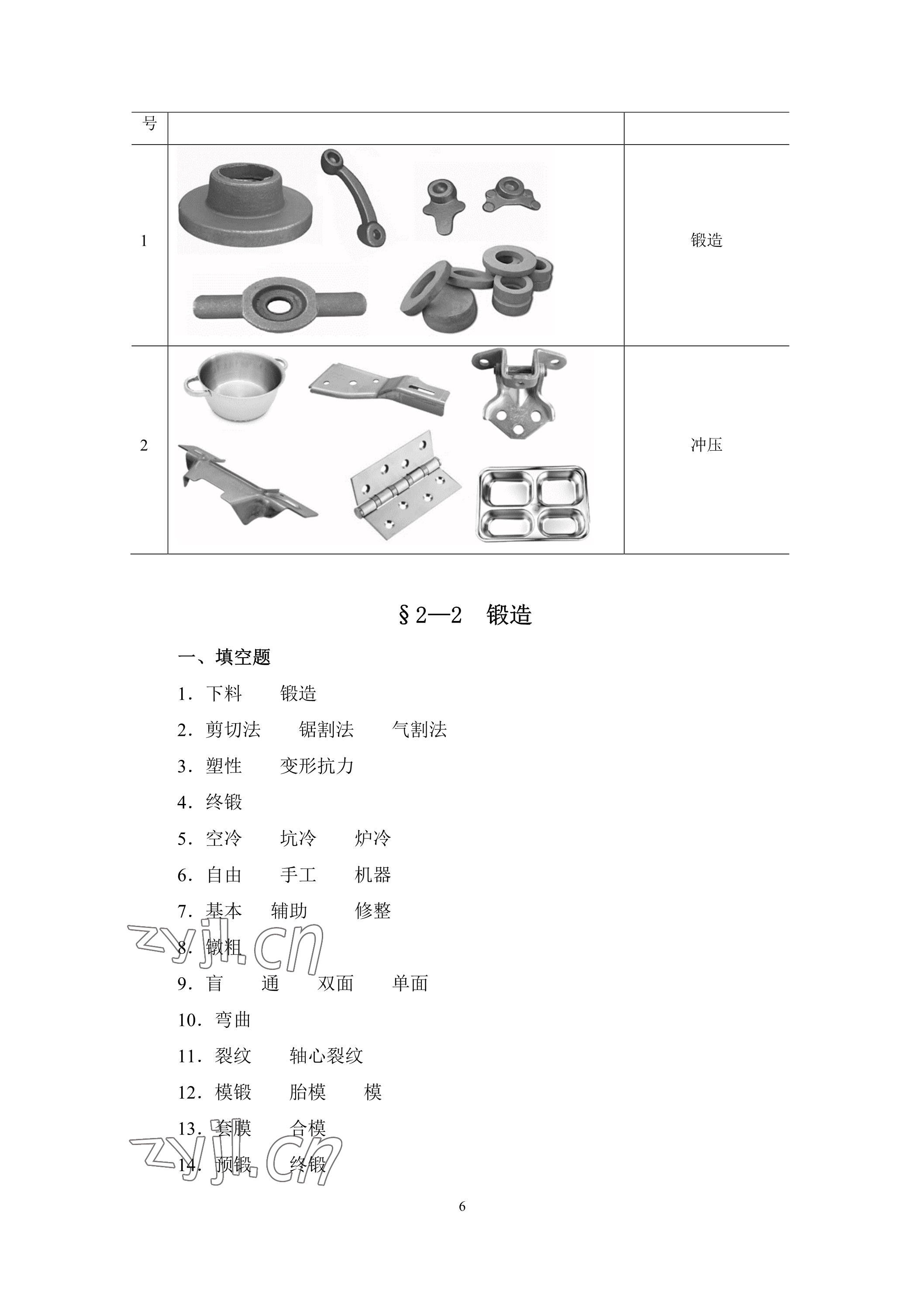 2023年機(jī)械制造工藝基礎(chǔ)習(xí)題冊第七版 參考答案第6頁