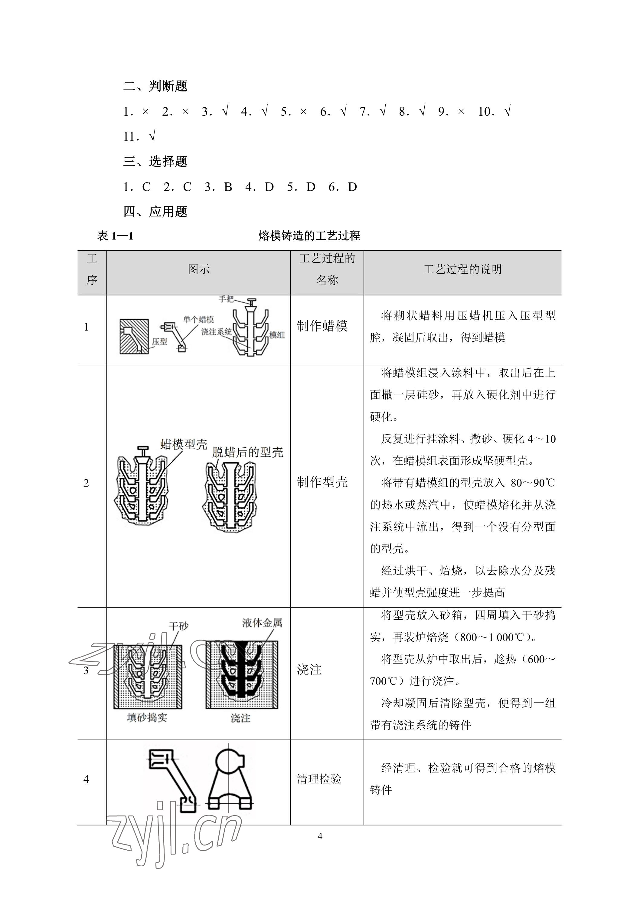 2023年機(jī)械制造工藝基礎(chǔ)習(xí)題冊第七版 參考答案第4頁