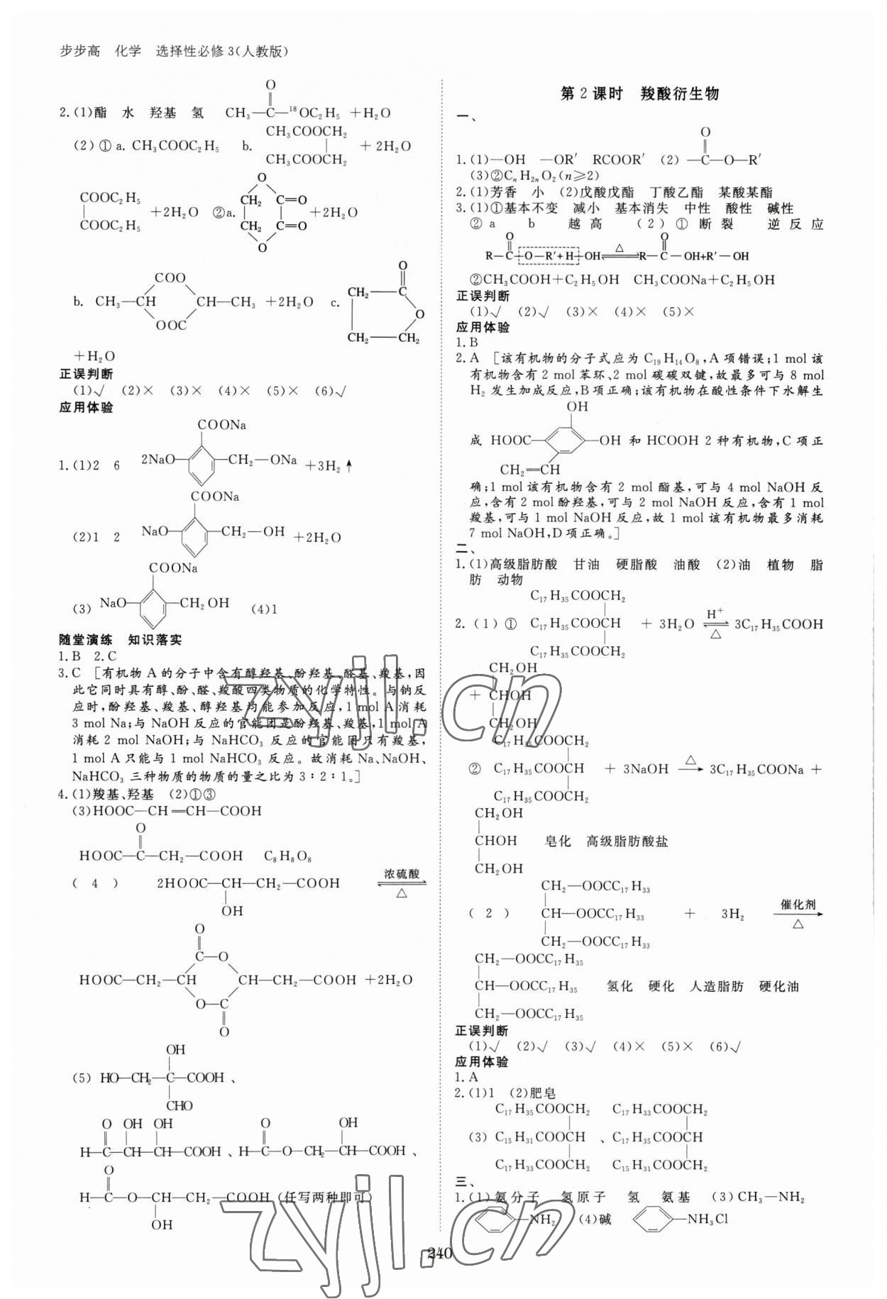 2023年步步高學(xué)習(xí)筆記化學(xué)選擇性必修3人教版 參考答案第11頁