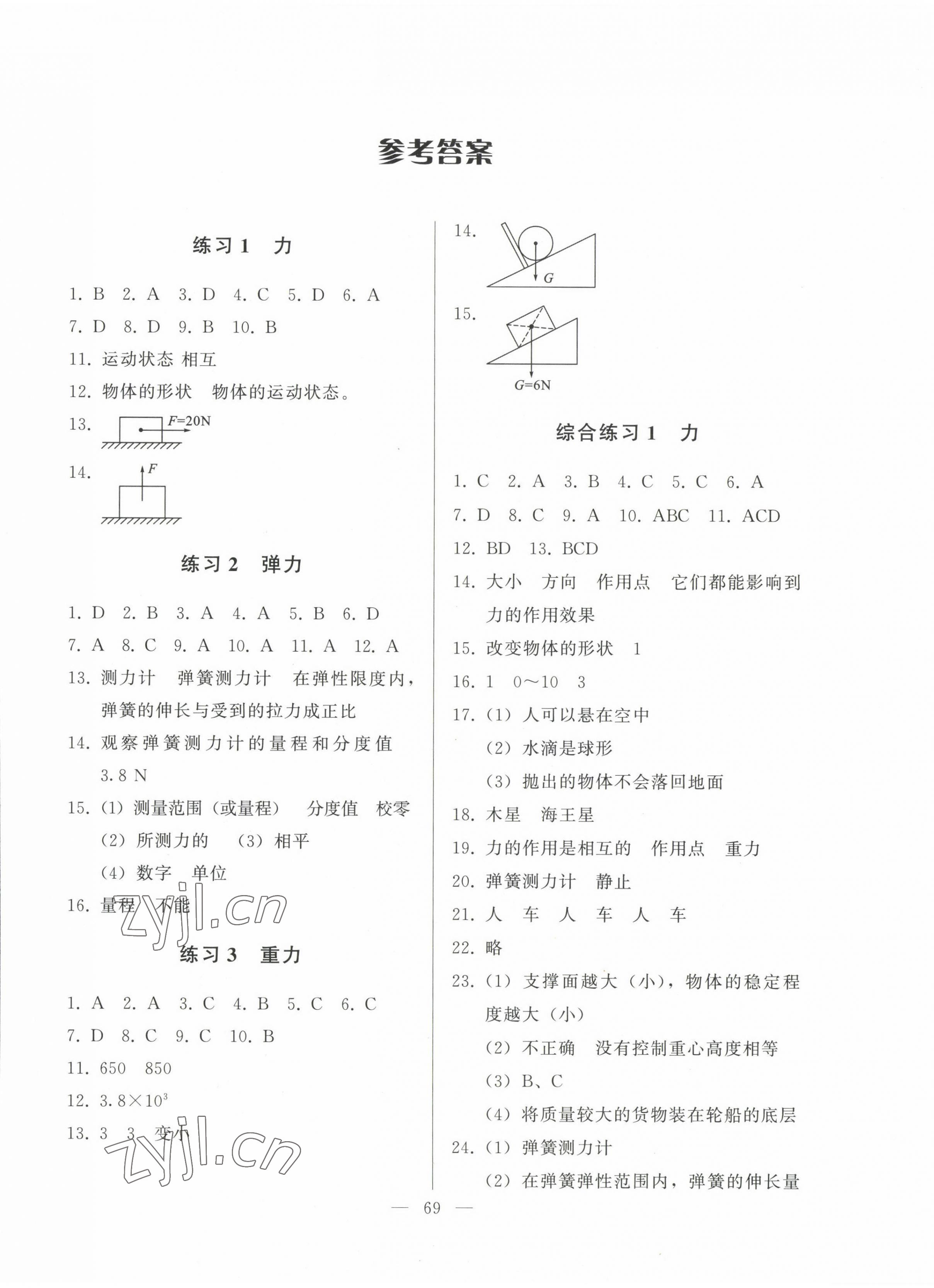 2023年核心課堂八年級(jí)物理下冊(cè)人教版 參考答案第1頁(yè)