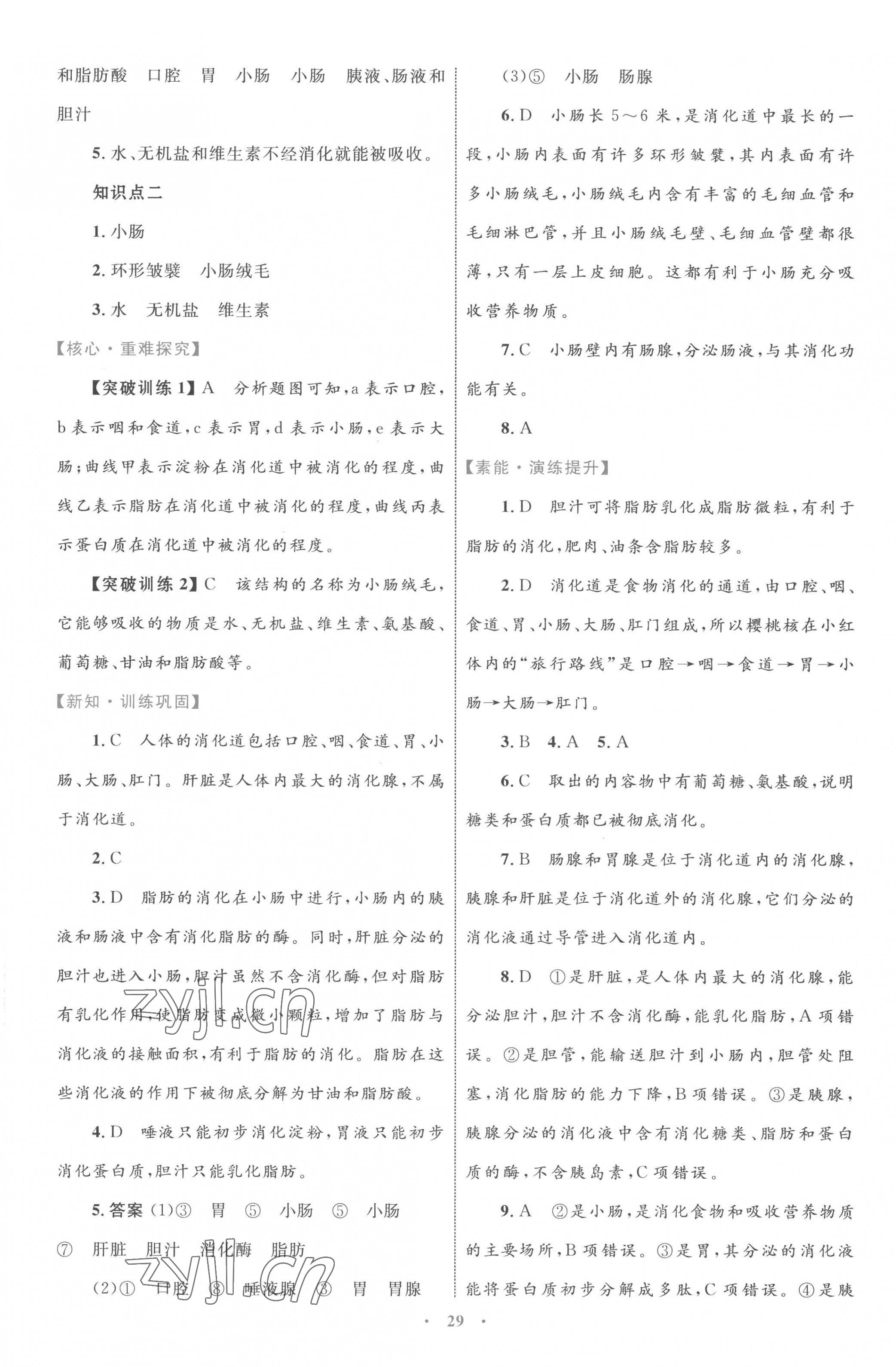 2023年同步學(xué)習(xí)目標(biāo)與檢測(cè)七年級(jí)生物下冊(cè)人教版 第5頁(yè)