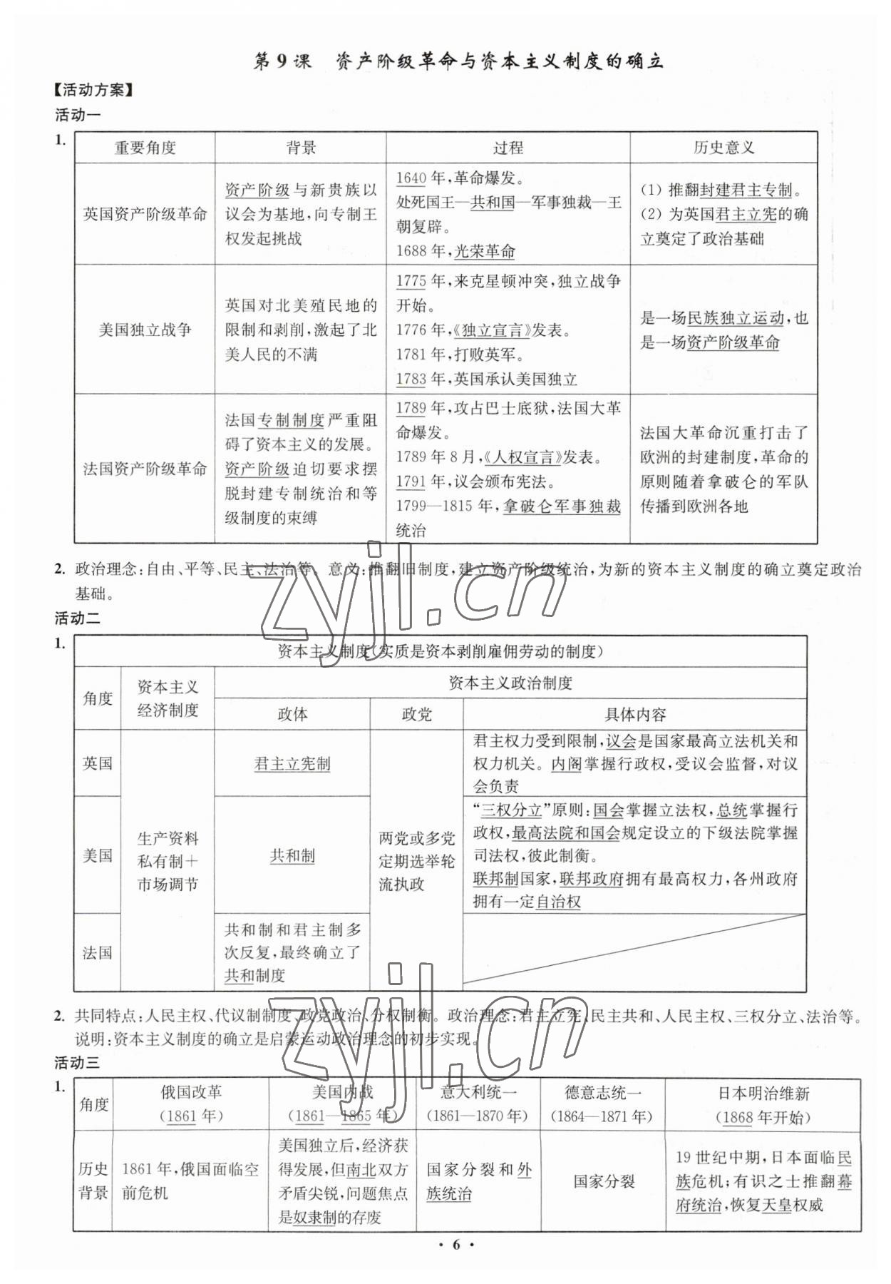 2023年活動(dòng)單導(dǎo)學(xué)課程高中歷史必修下冊(cè)人教版 第6頁