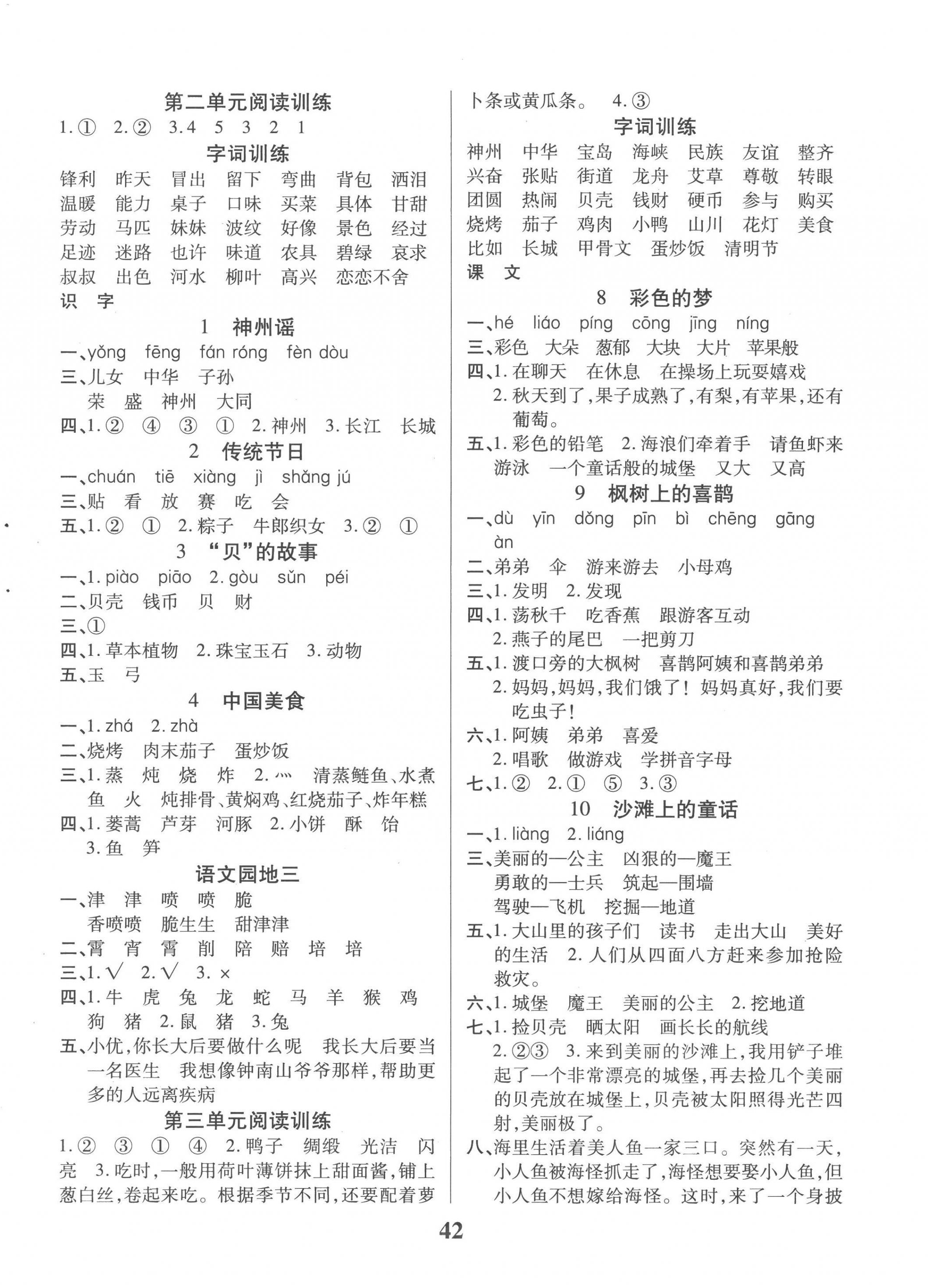 2023年優秀三好生二年級語文下冊人教版 參考答案第2頁