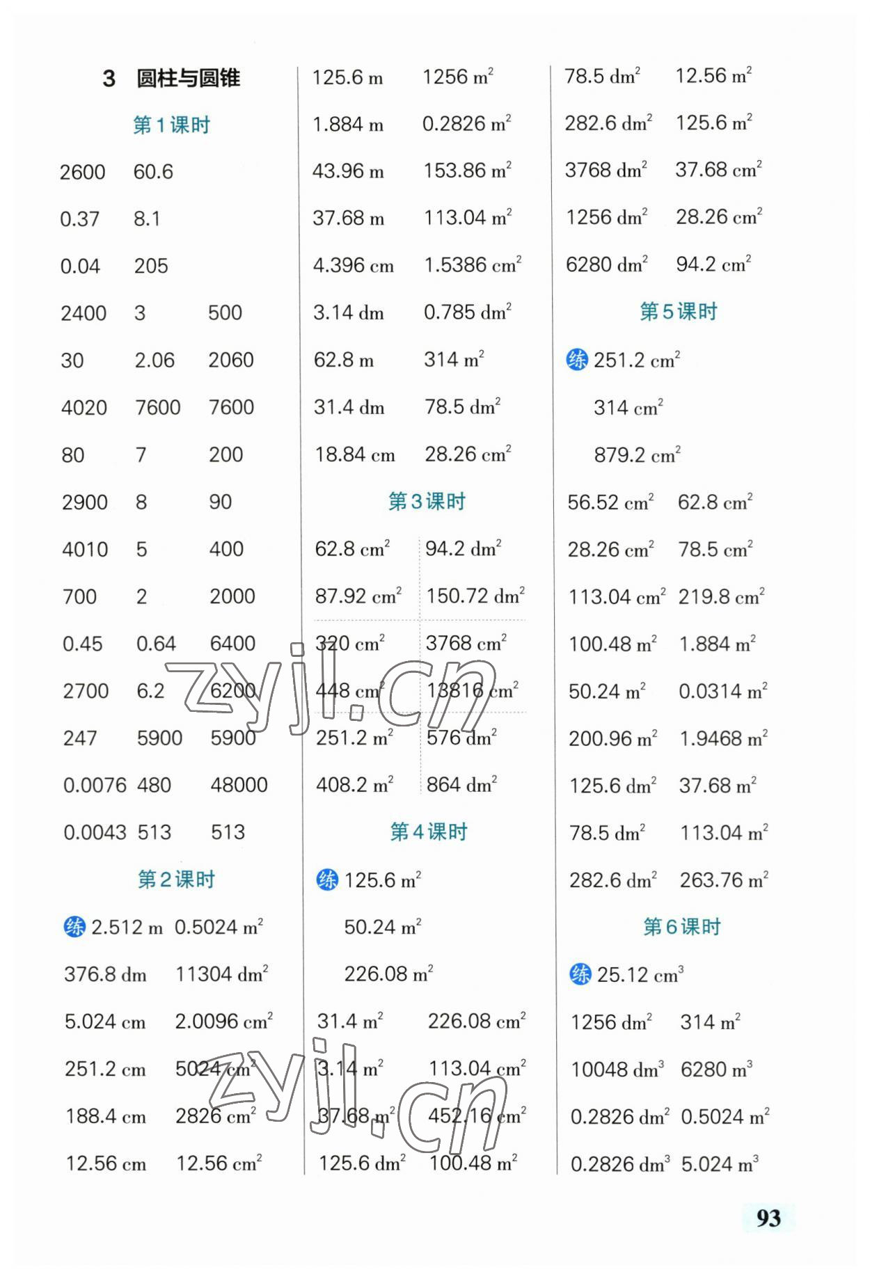 2023年小學(xué)學(xué)霸口算六年級(jí)數(shù)學(xué)下冊(cè)人教版 第3頁