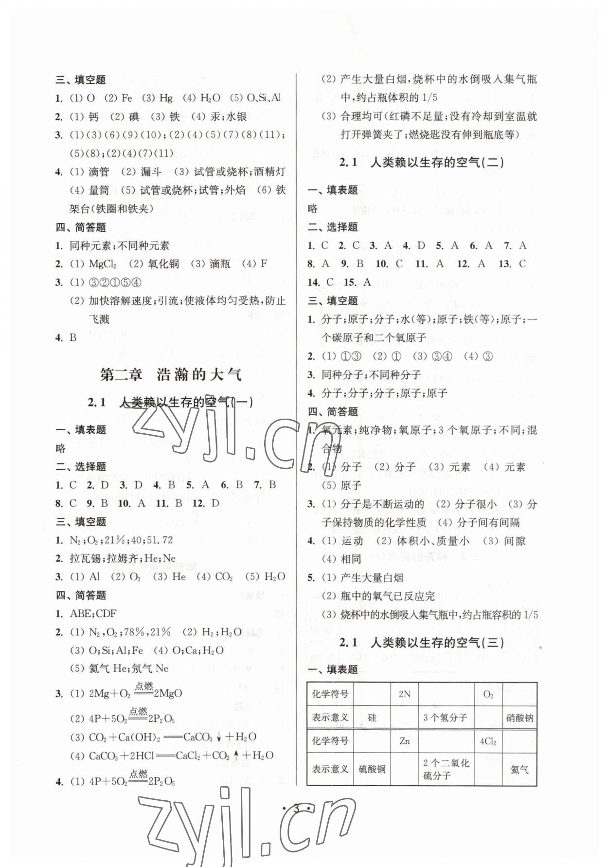 2023年同步學(xué)堂九年級(jí)化學(xué)第二學(xué)期滬教版54制 參考答案第3頁(yè)