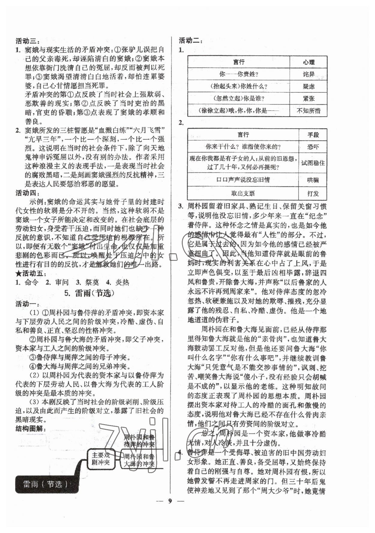 2023年活動(dòng)單導(dǎo)學(xué)課程高中語(yǔ)文必修下冊(cè) 參考答案第9頁(yè)