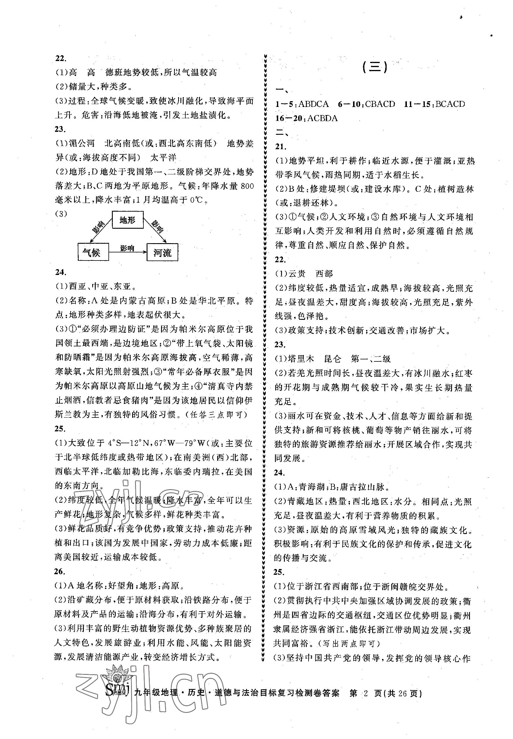 2023年目標(biāo)復(fù)習(xí)檢測卷九年級(jí)道德與法治下冊(cè)人教版 參考答案第2頁