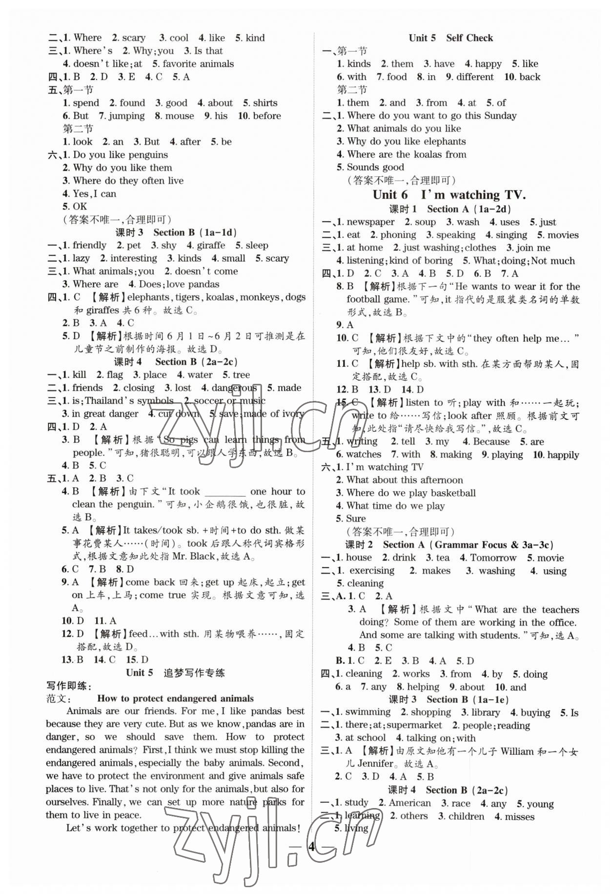 2023年追夢之旅大先生七年級英語下冊人教版河南專版 參考答案第4頁
