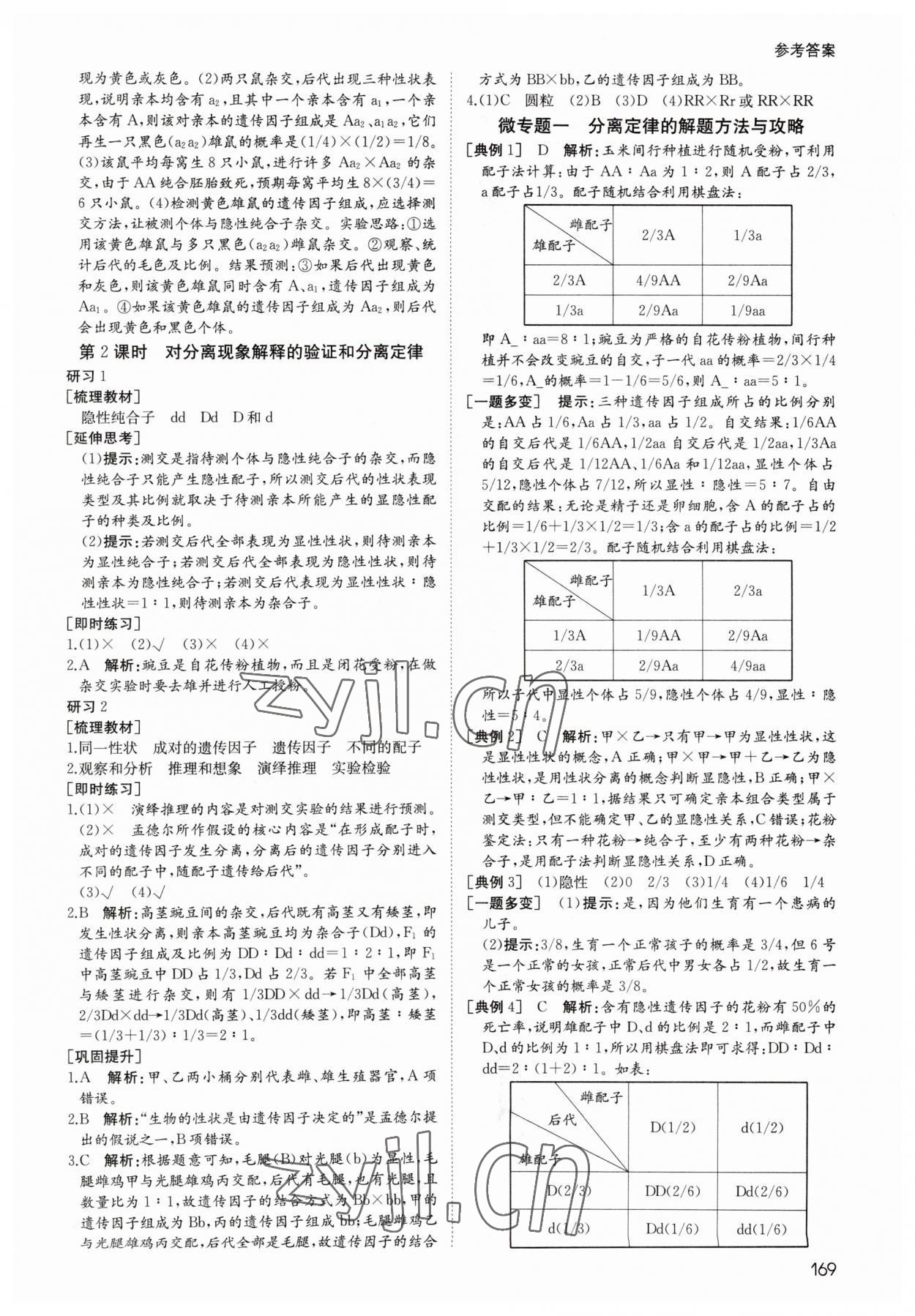 2023年名師伴你行高中同步導(dǎo)學(xué)案生物必修2人教版 參考答案第2頁(yè)