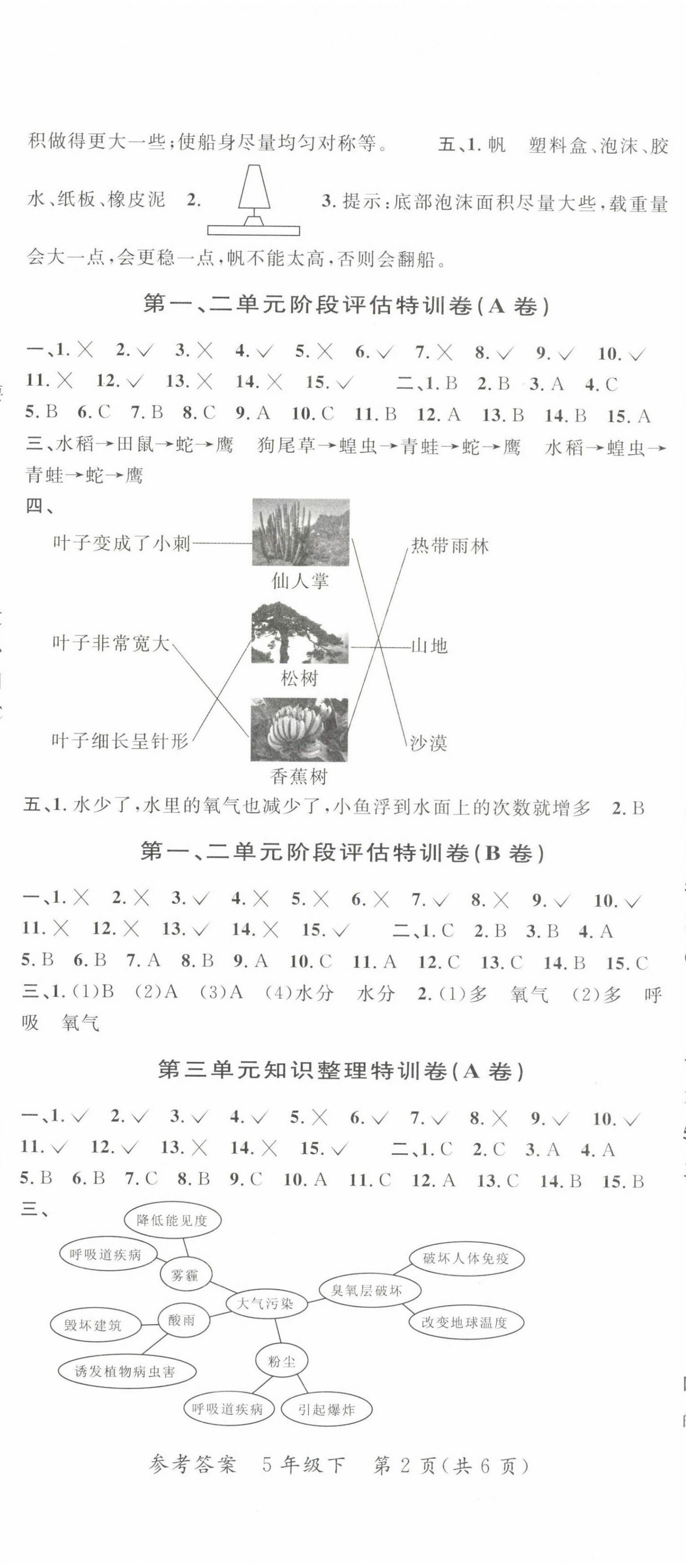 2023年特訓卷五年級科學下冊教科版 第2頁