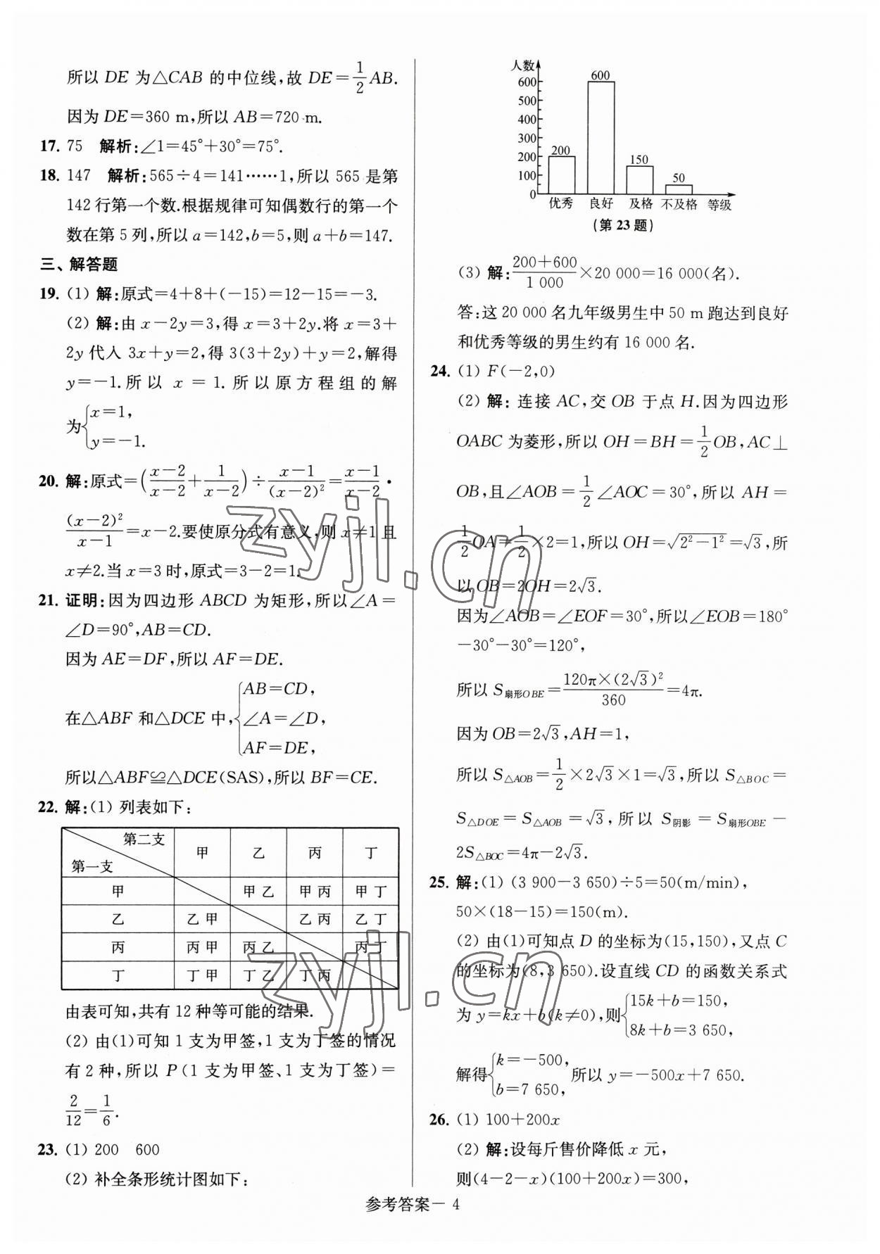 2023年淮安市中考總復(fù)習(xí)一卷通歷年真卷精編數(shù)學(xué) 第4頁