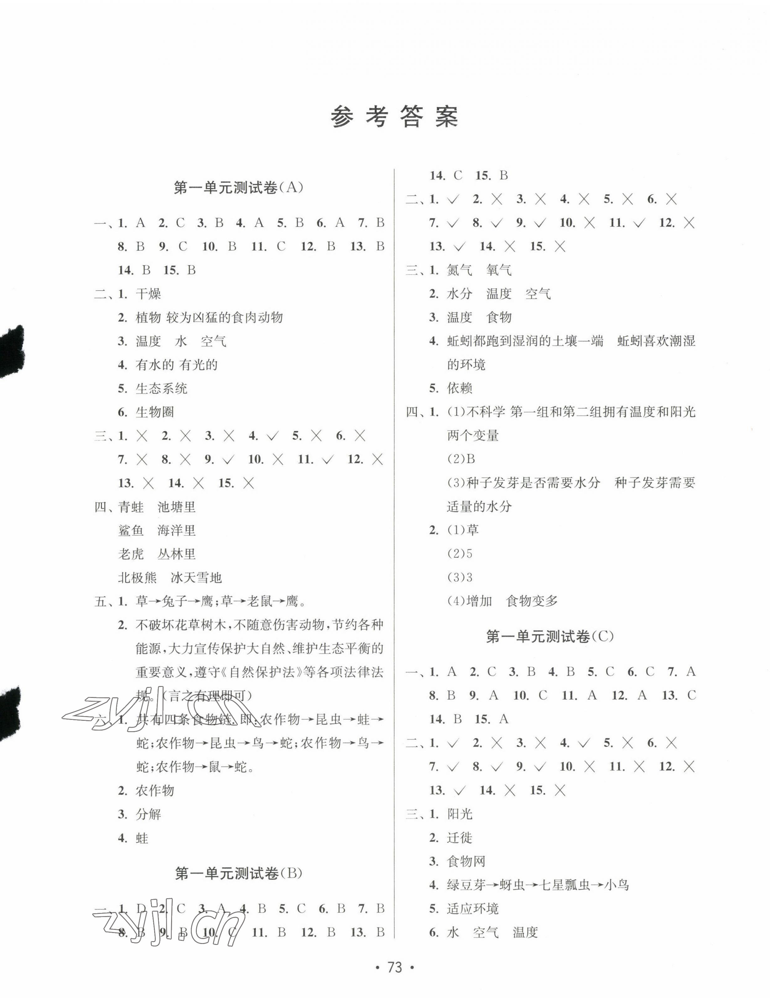 2023年智慧課堂課時檢測五年級科學下冊教科版徐州專版 第1頁