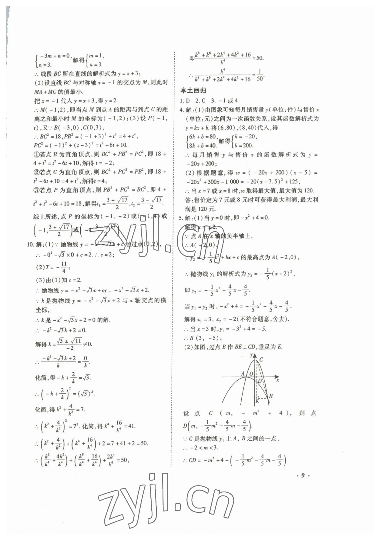 2023年本土攻略精準(zhǔn)復(fù)習(xí)方案數(shù)學(xué)中考云南專版 第9頁