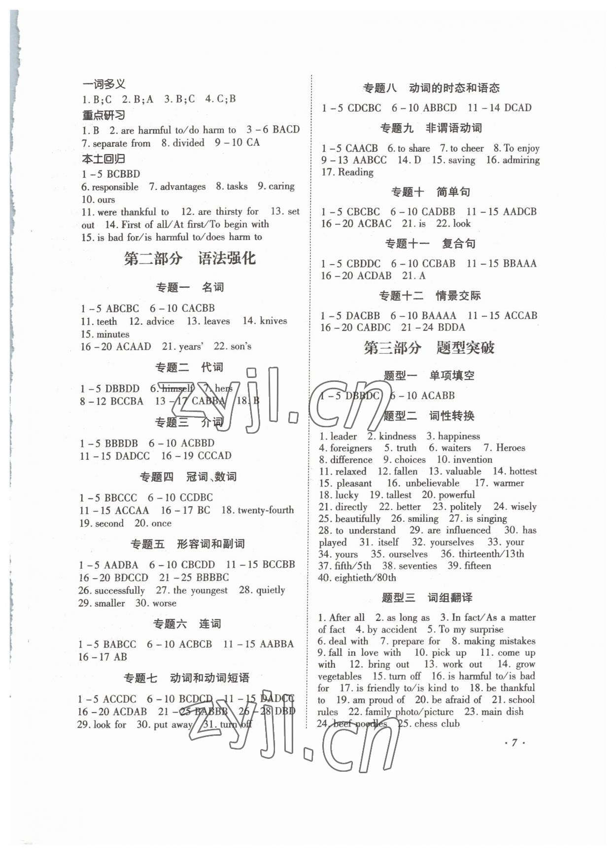 2023年本土攻略精準復習方案英語中考云南專版 第7頁