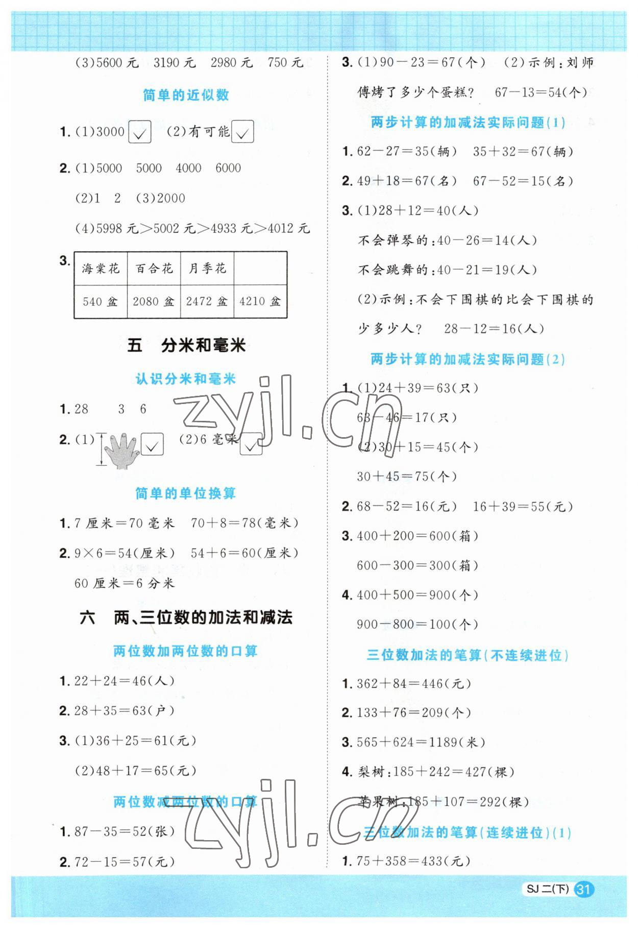 2023年阳光同学计算小达人二年级数学下册苏教版 第3页