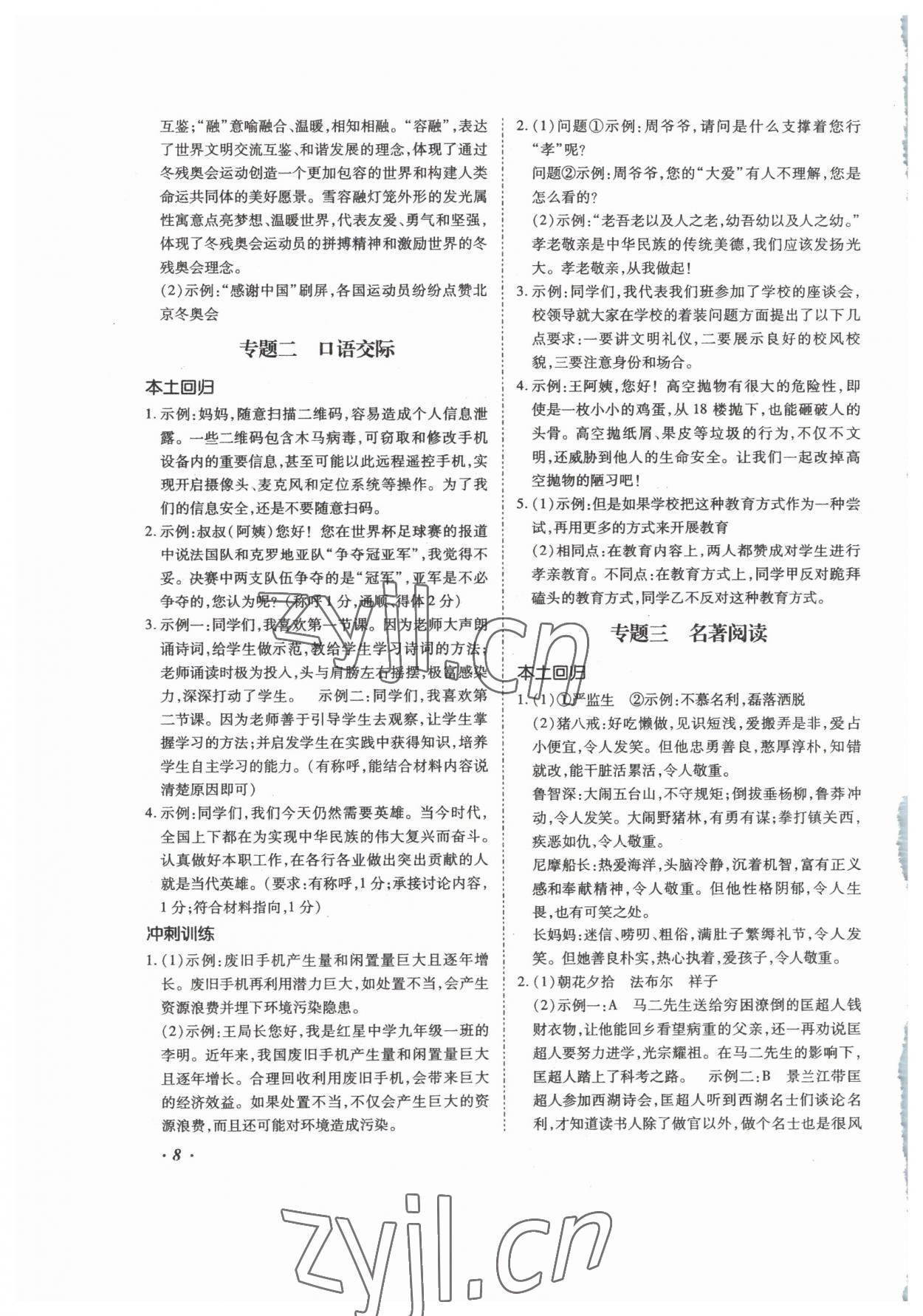 2023年本土攻略精準(zhǔn)復(fù)習(xí)方案語文云南專版 第8頁