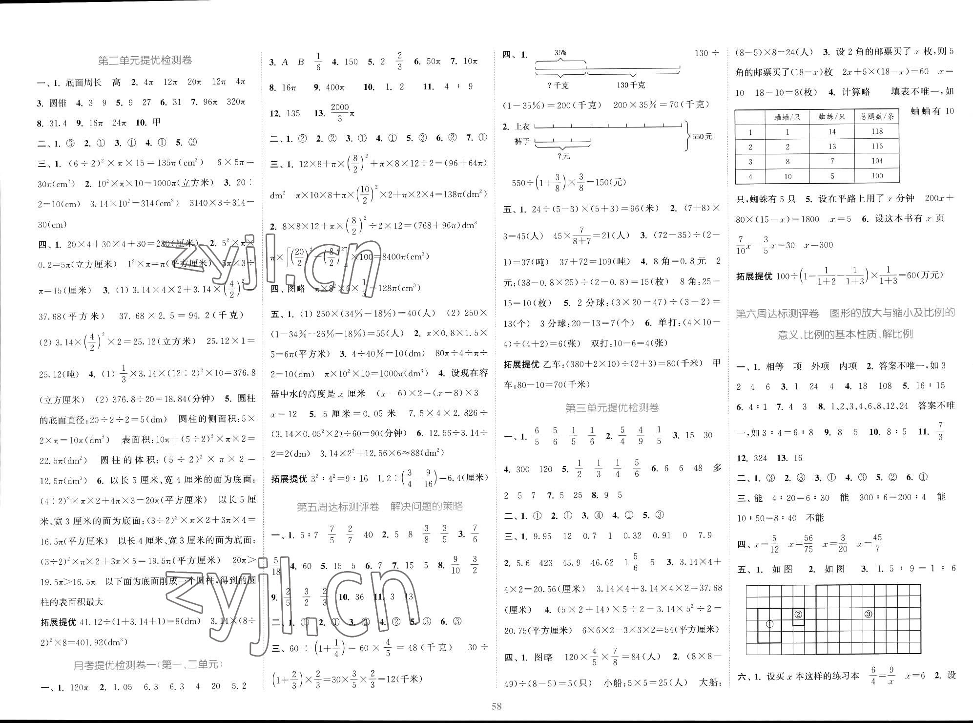 2023年復(fù)習(xí)金卷同步跟蹤大試卷六年級(jí)數(shù)學(xué)下冊(cè)蘇教版 參考答案第2頁(yè)