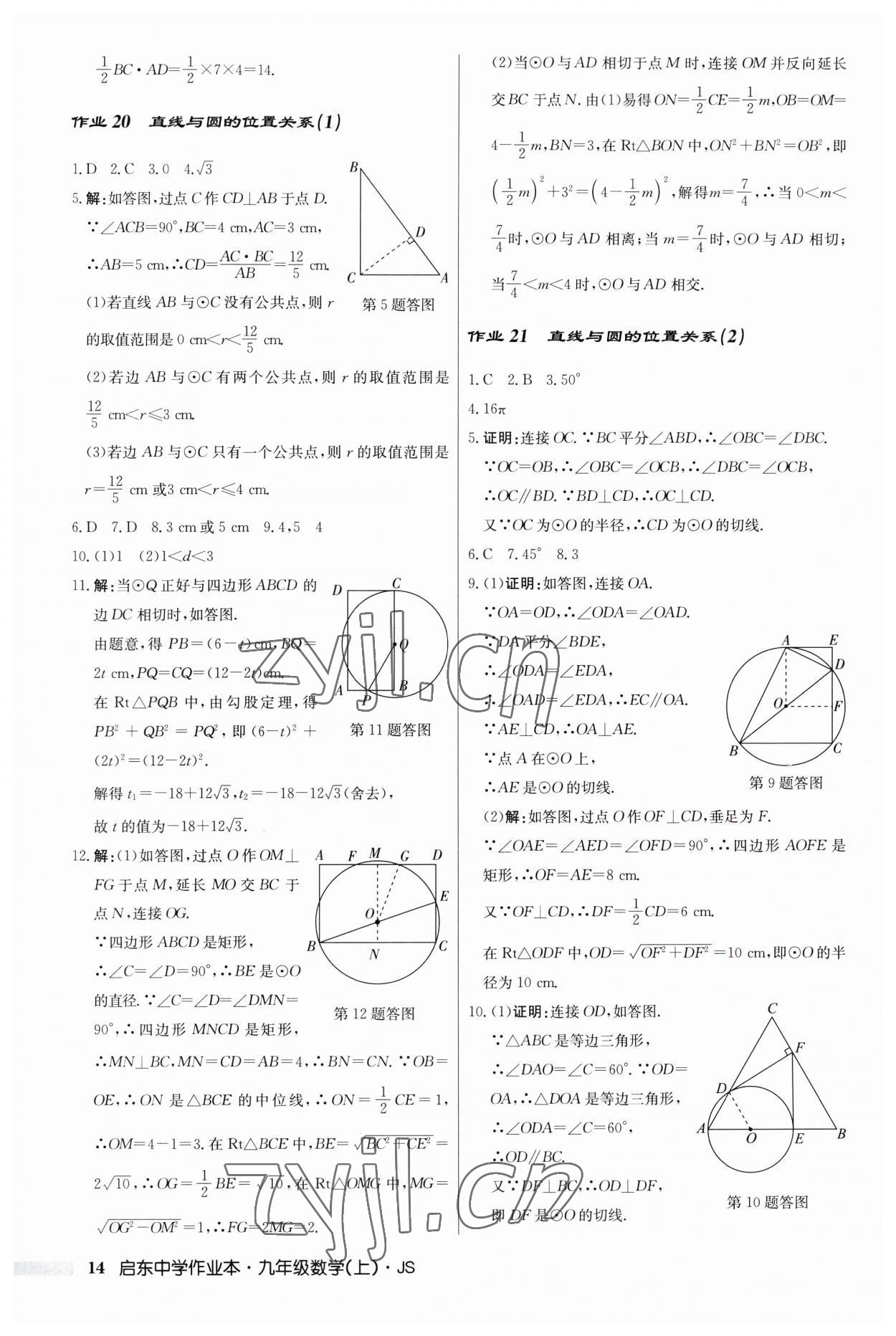 2023年啟東中學(xué)作業(yè)本九年級(jí)數(shù)學(xué)上冊(cè)江蘇版 第14頁(yè)