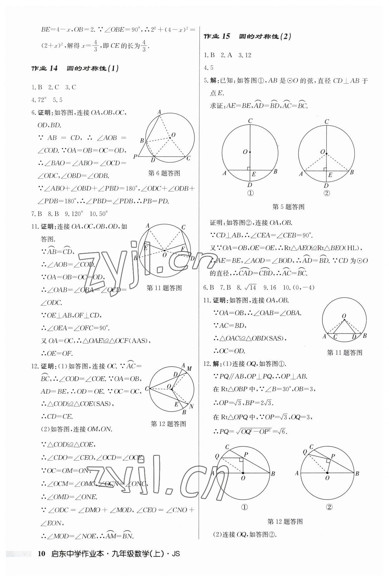 2023年啟東中學(xué)作業(yè)本九年級(jí)數(shù)學(xué)上冊(cè)江蘇版 第10頁