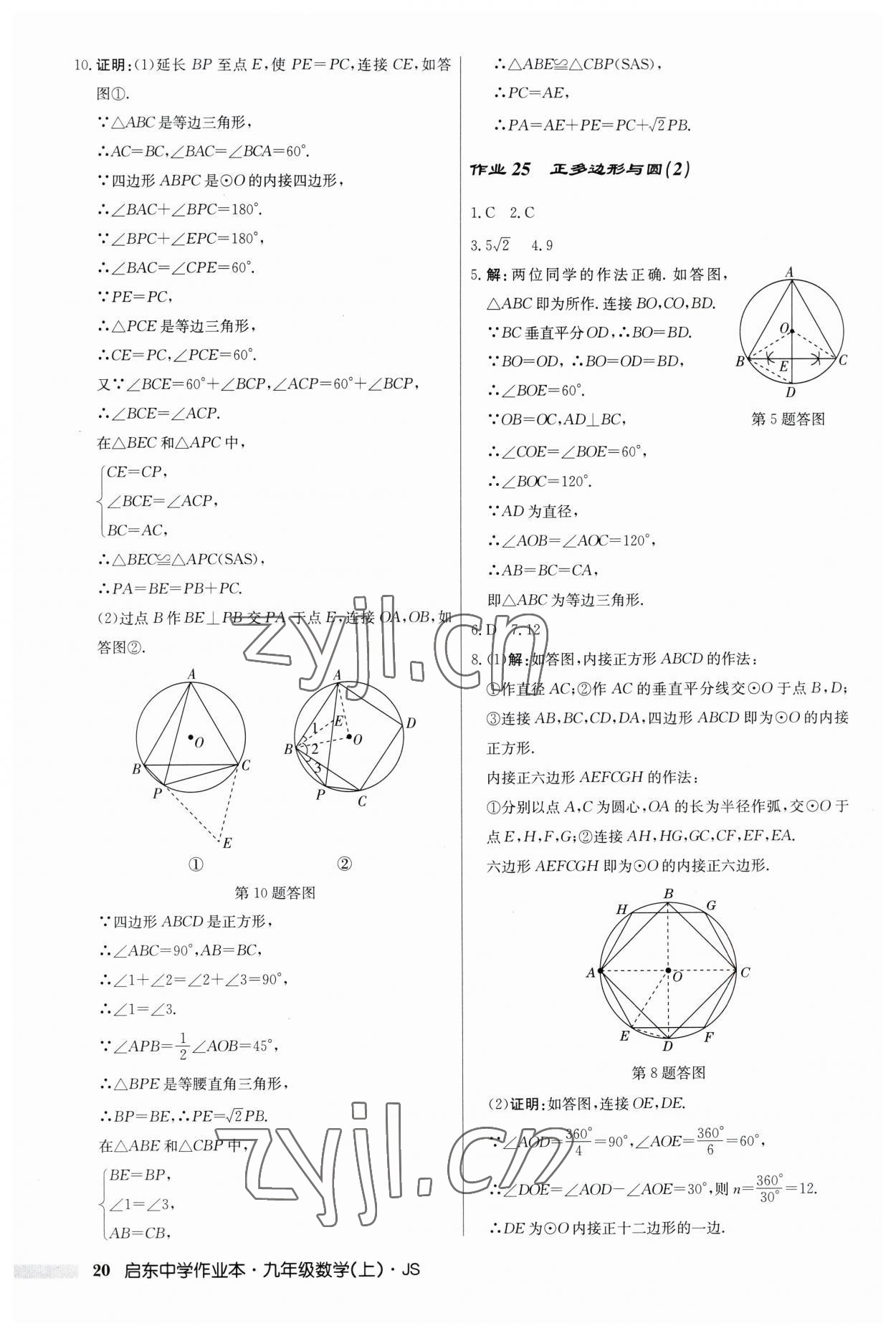 2023年啟東中學(xué)作業(yè)本九年級數(shù)學(xué)上冊江蘇版 第20頁