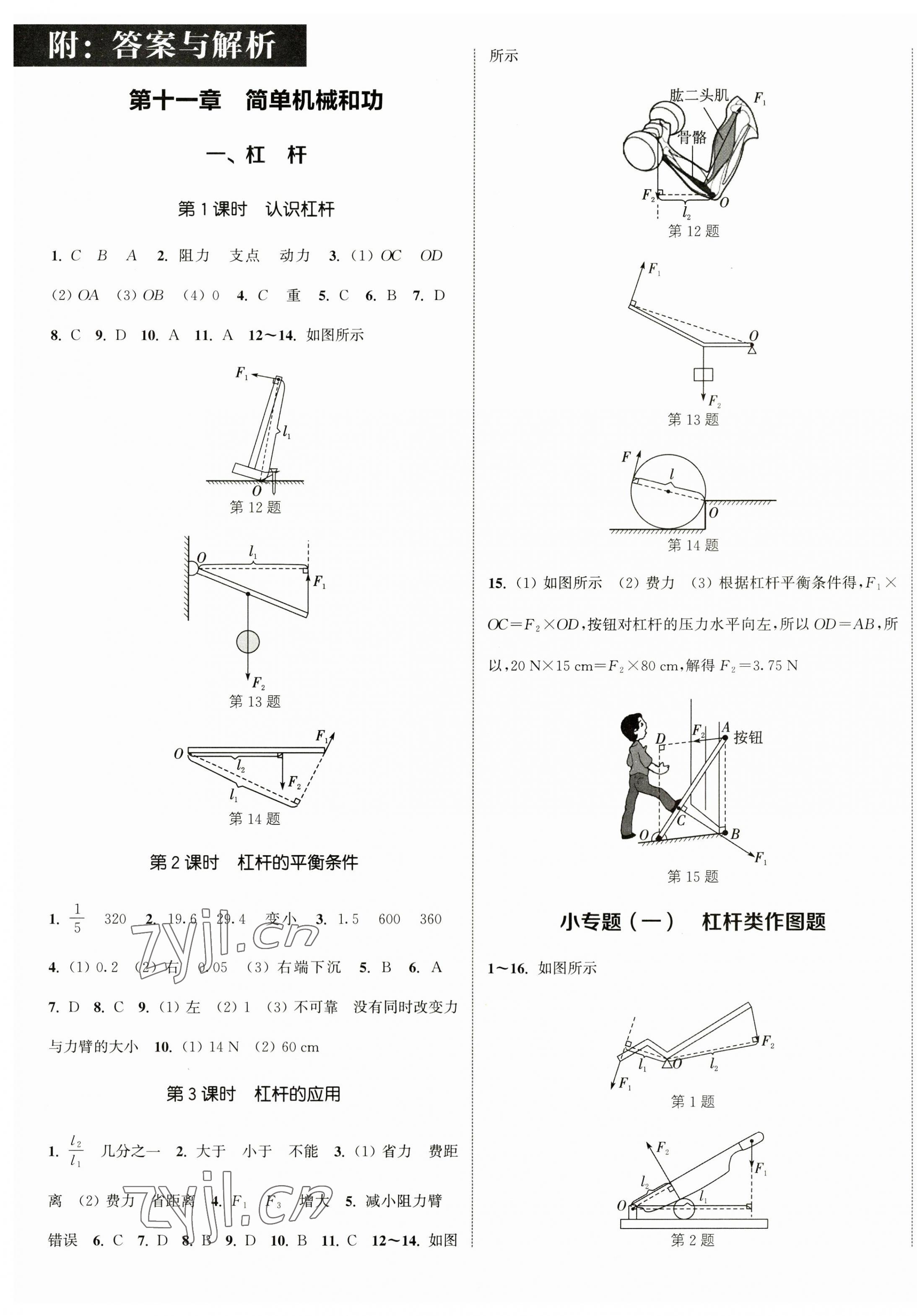 2023年通城學(xué)典課時(shí)作業(yè)本九年級(jí)物理上冊(cè)蘇科版江蘇專版 參考答案第1頁(yè)