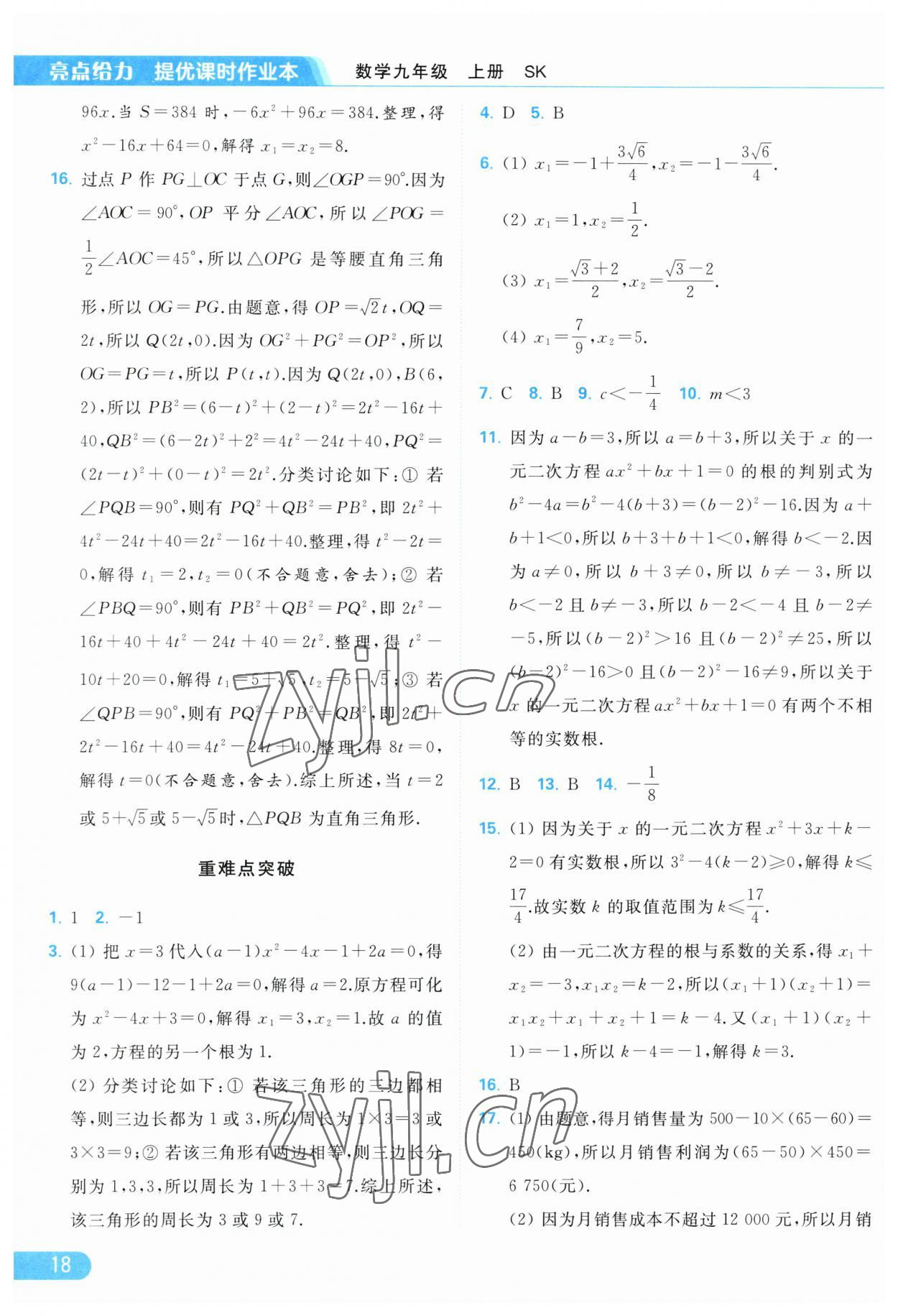 2023年亮点给力提优课时作业本九年级数学上册苏科版 第18页