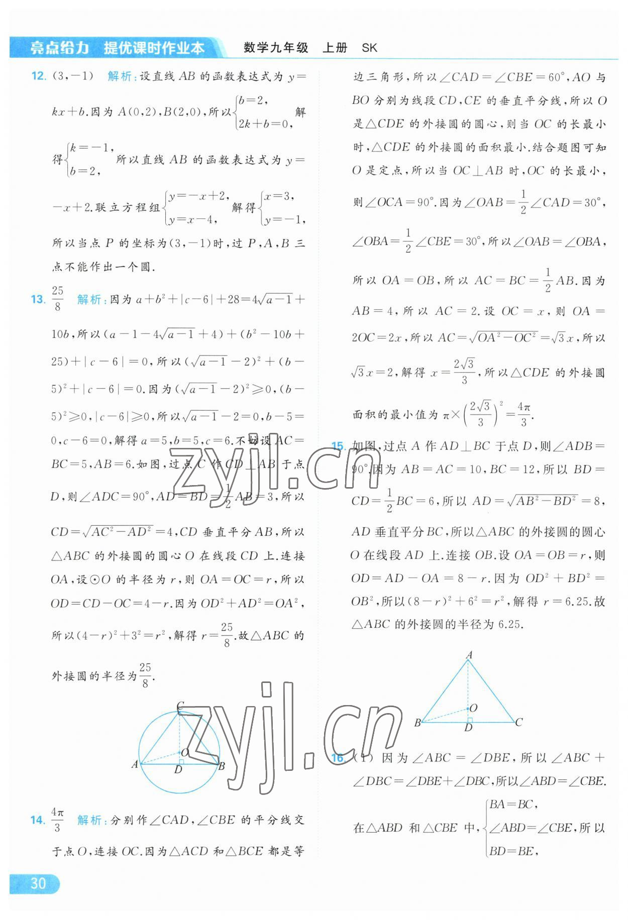 2023年亮点给力提优课时作业本九年级数学上册苏科版 第30页