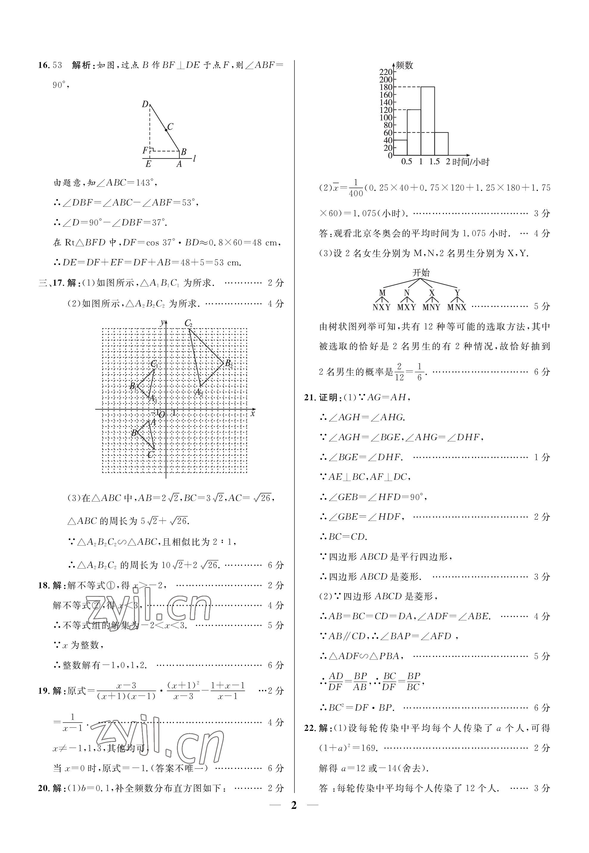 2023年成功之路寧夏中考仿真模擬卷數(shù)學(xué) 參考答案第2頁