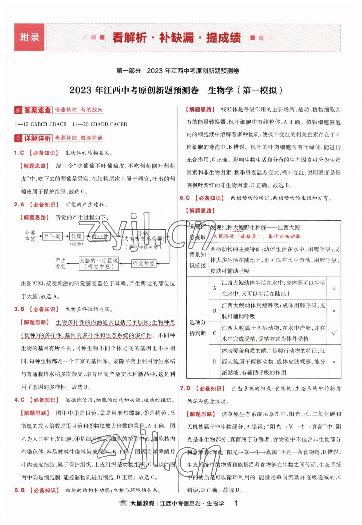 2023年金考卷百校聯(lián)盟系列江西中考信息卷生物 第1頁(yè)