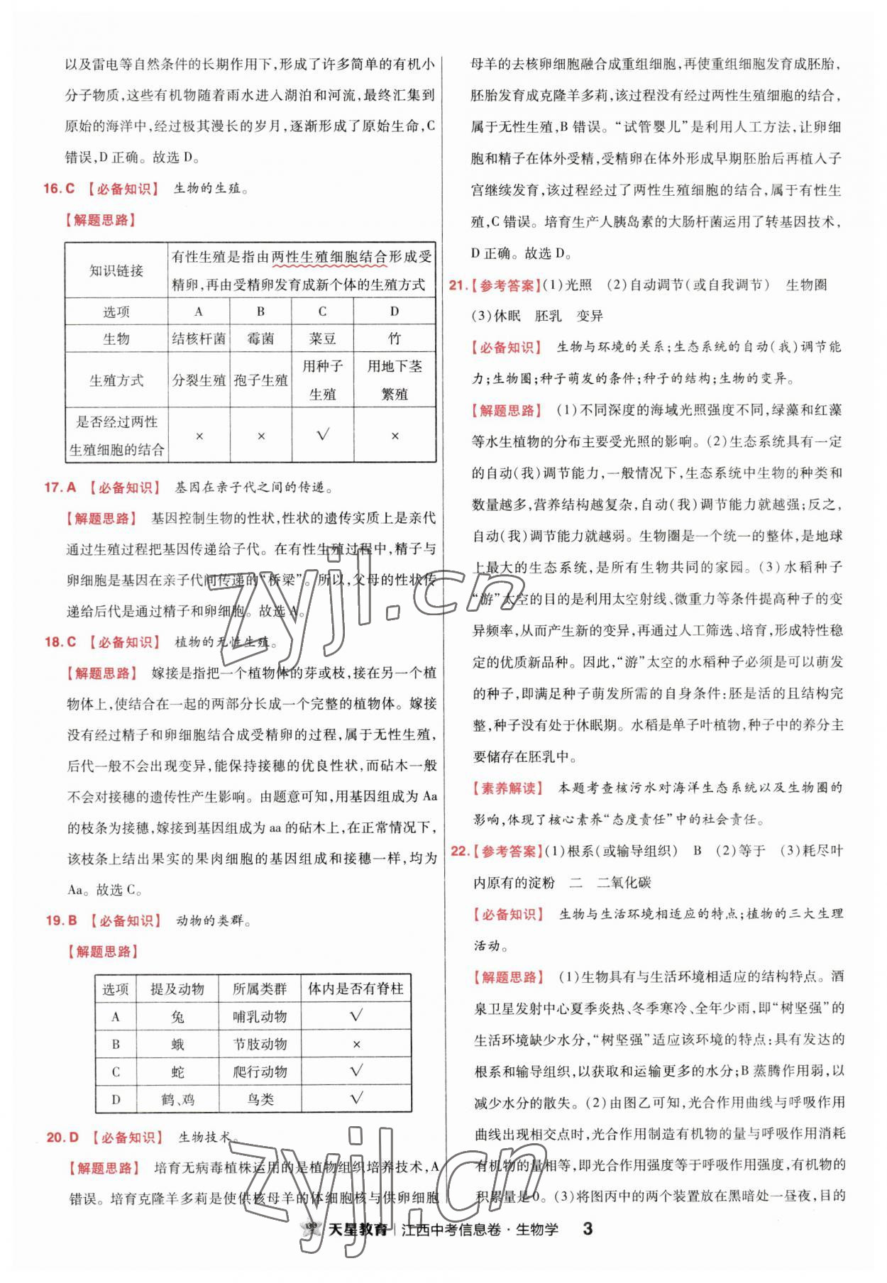 2023年金考卷百校聯(lián)盟系列江西中考信息卷生物 第3頁