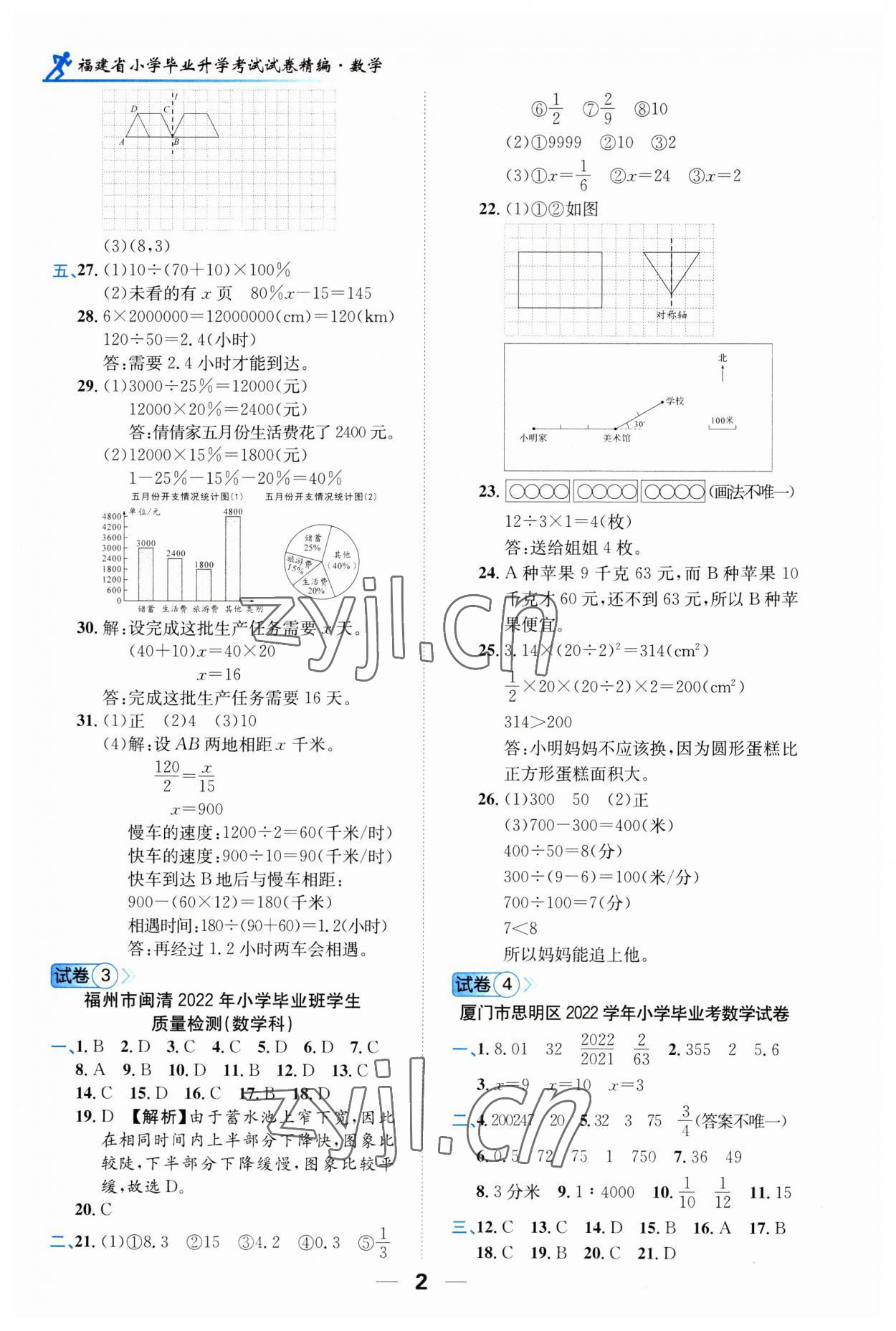 2023年小学毕业升学考试试卷精编数学福建专版 第2页