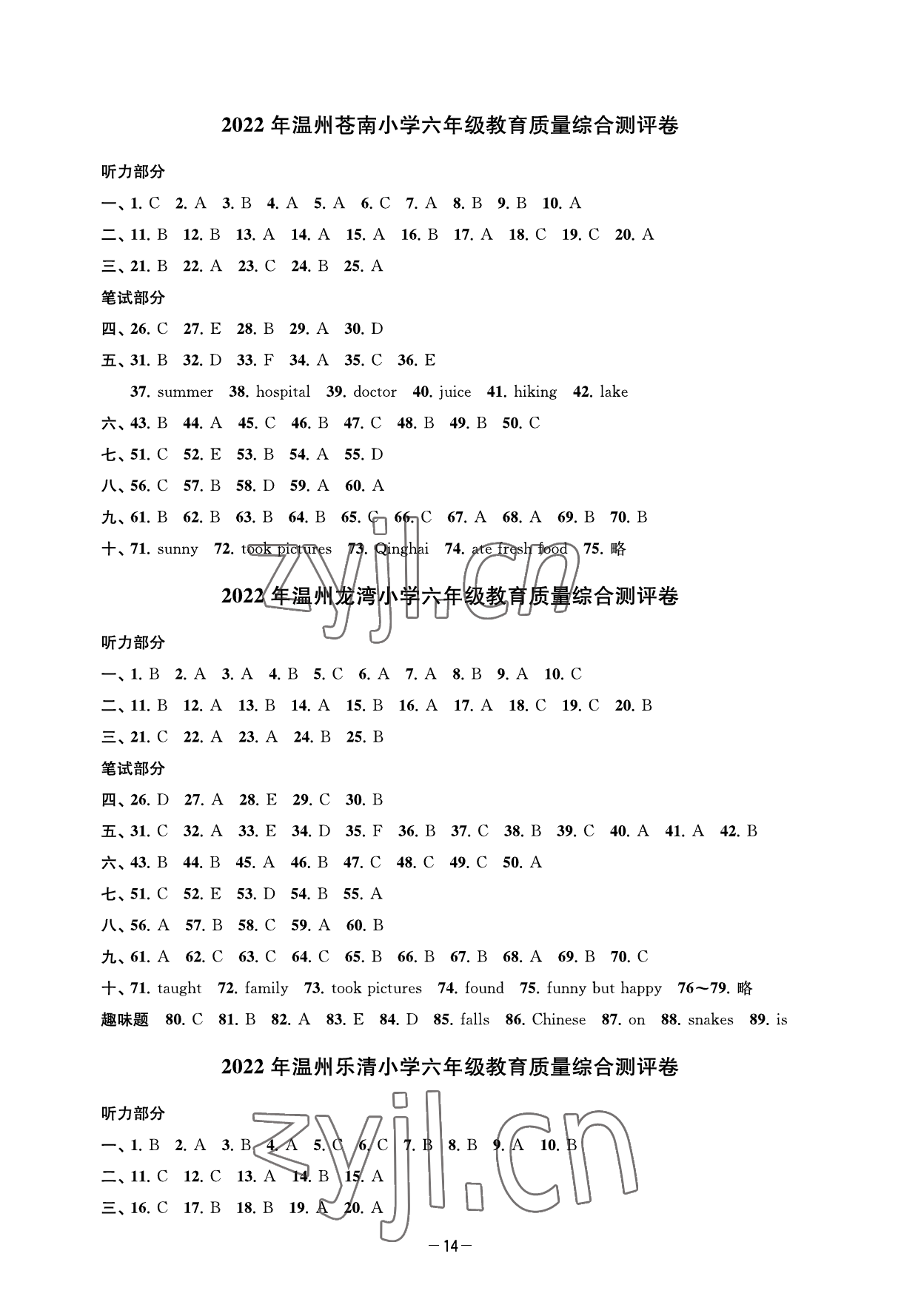 2023年小學(xué)畢業(yè)沖刺卷英語(yǔ) 參考答案第4頁(yè)