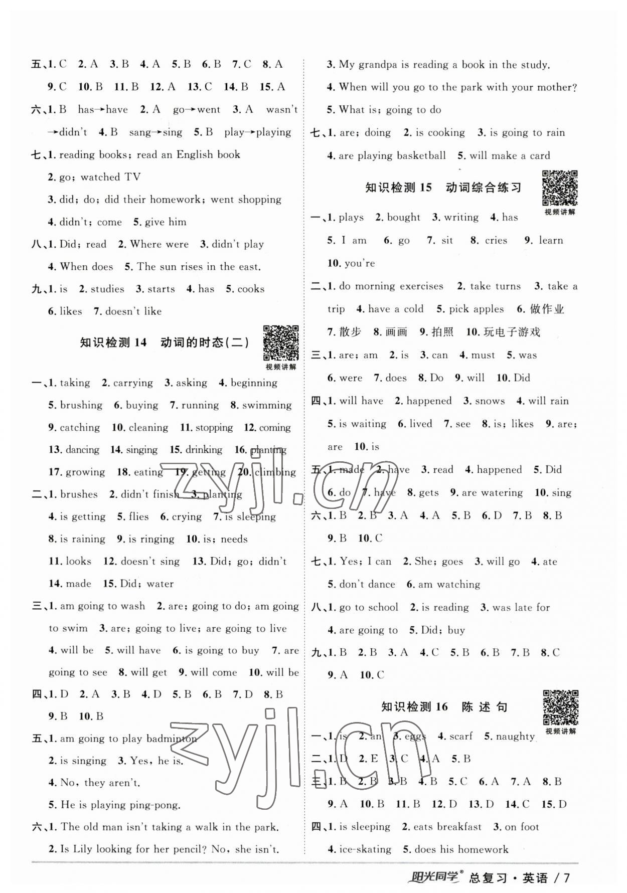 2023年陽(yáng)光同學(xué)小學(xué)畢業(yè)升學(xué)系統(tǒng)總復(fù)習(xí)英語(yǔ) 參考答案第7頁(yè)