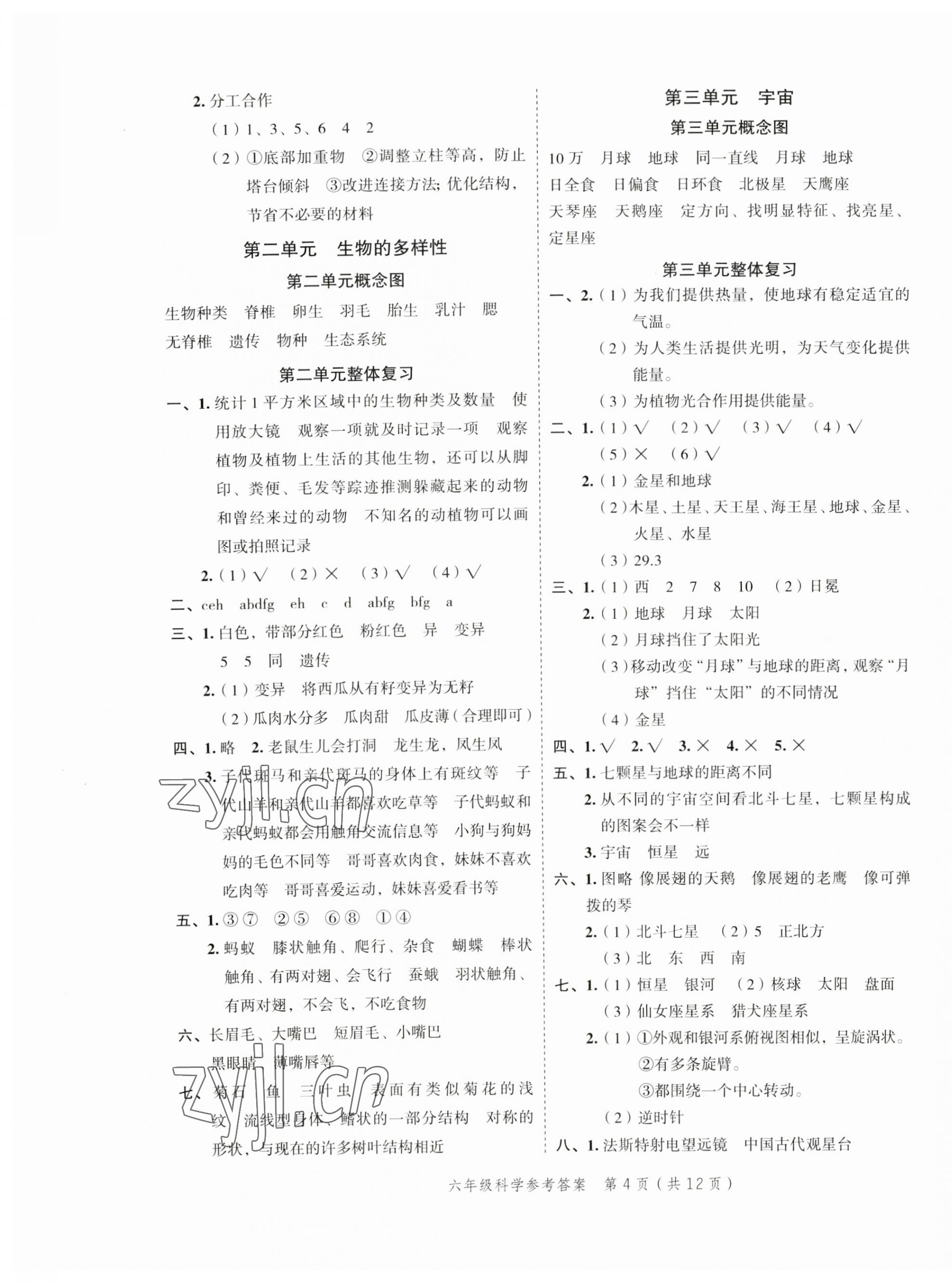 2023年名師面對(duì)面小考滿分特訓(xùn)方案科學(xué) 參考答案第4頁